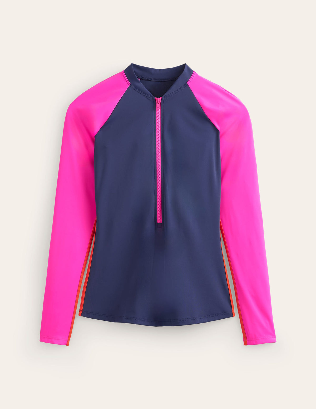 Piped Raglan Rash Guard-Navy/ Super Pink Colourblock - Image 5