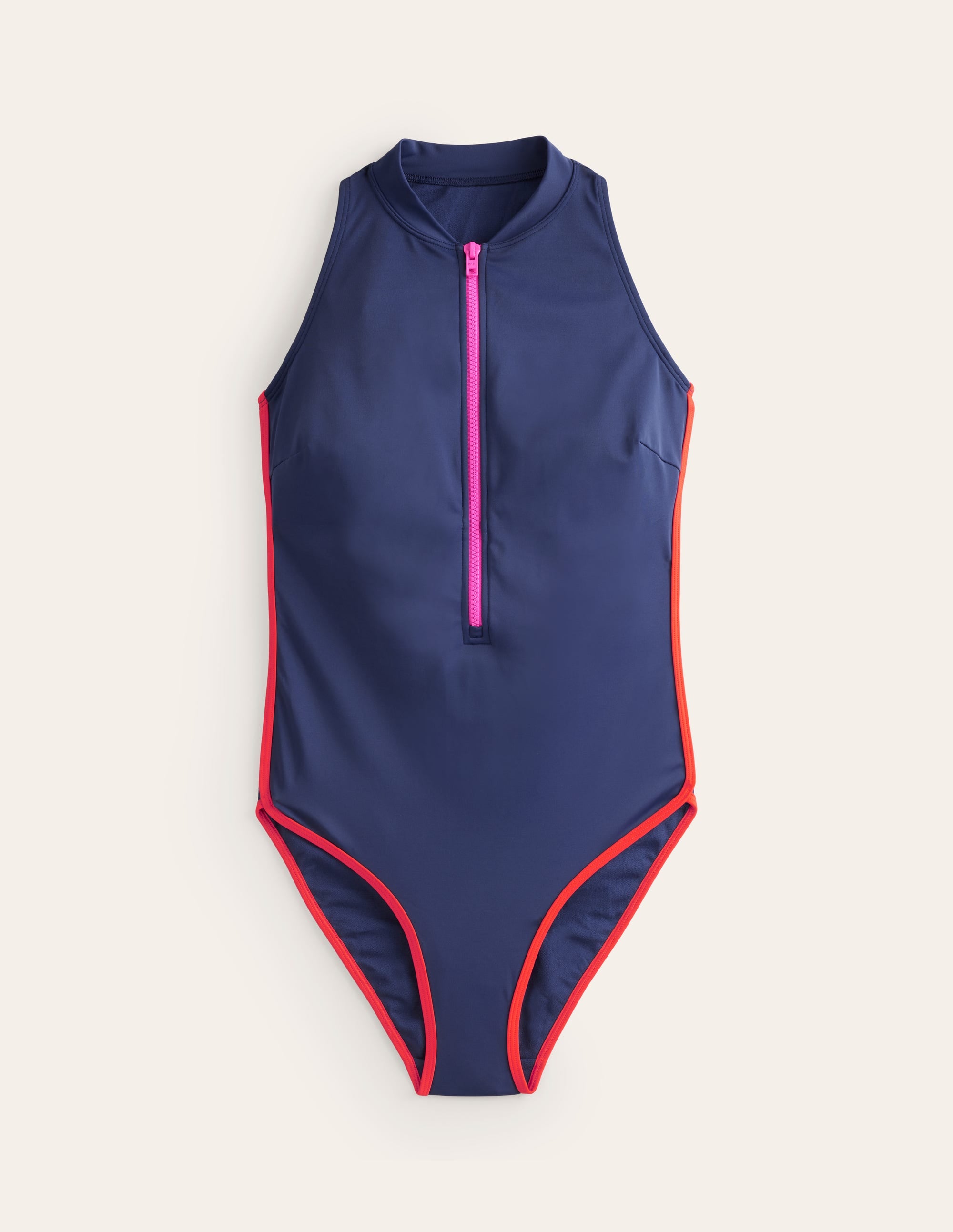 Piped Sporty Swimsuit-Navy/ Super Pink Colourblock - Image 5