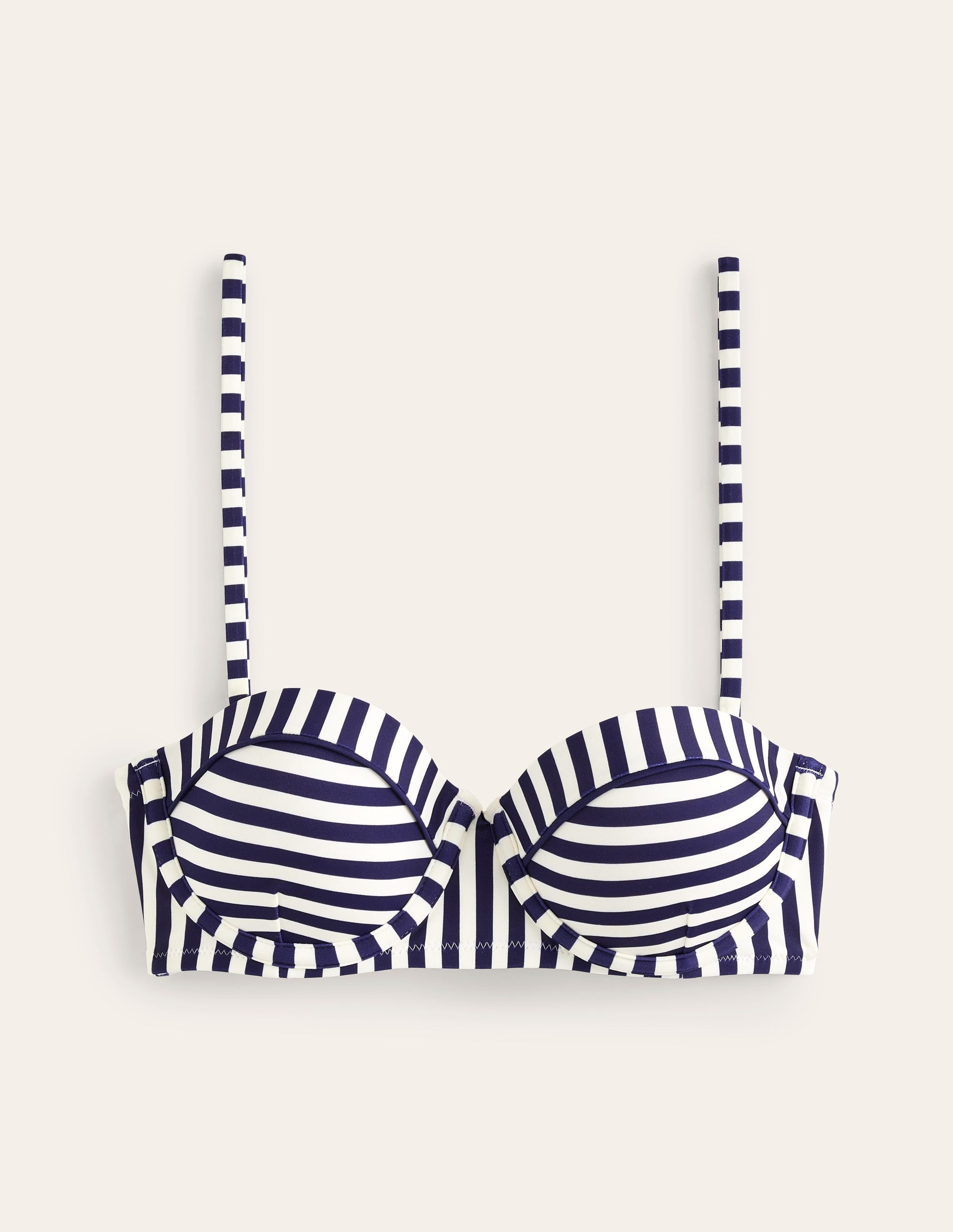 Rhodes Cup Sized Bikini Top-Navy, Ivory Stripe - Image 5