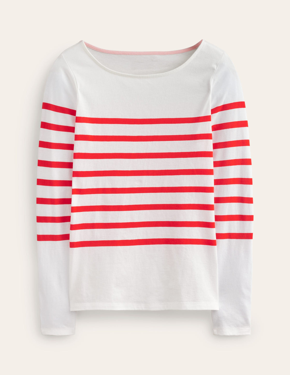 Ella Long Sleeve Breton-Ivory, Flame scarlett - Image 6