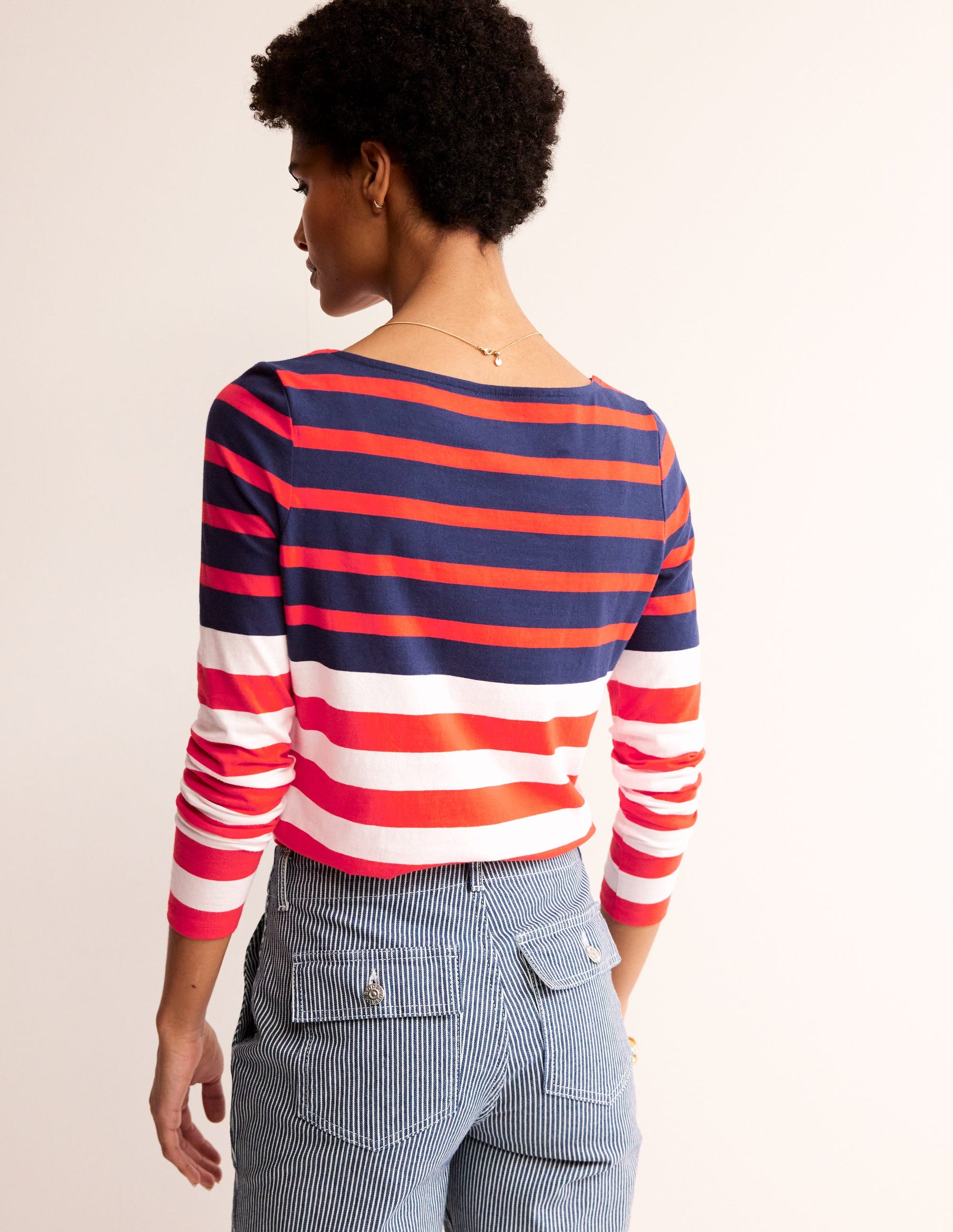 Ella Long Sleeve Breton-Ivory, Navy Red-3