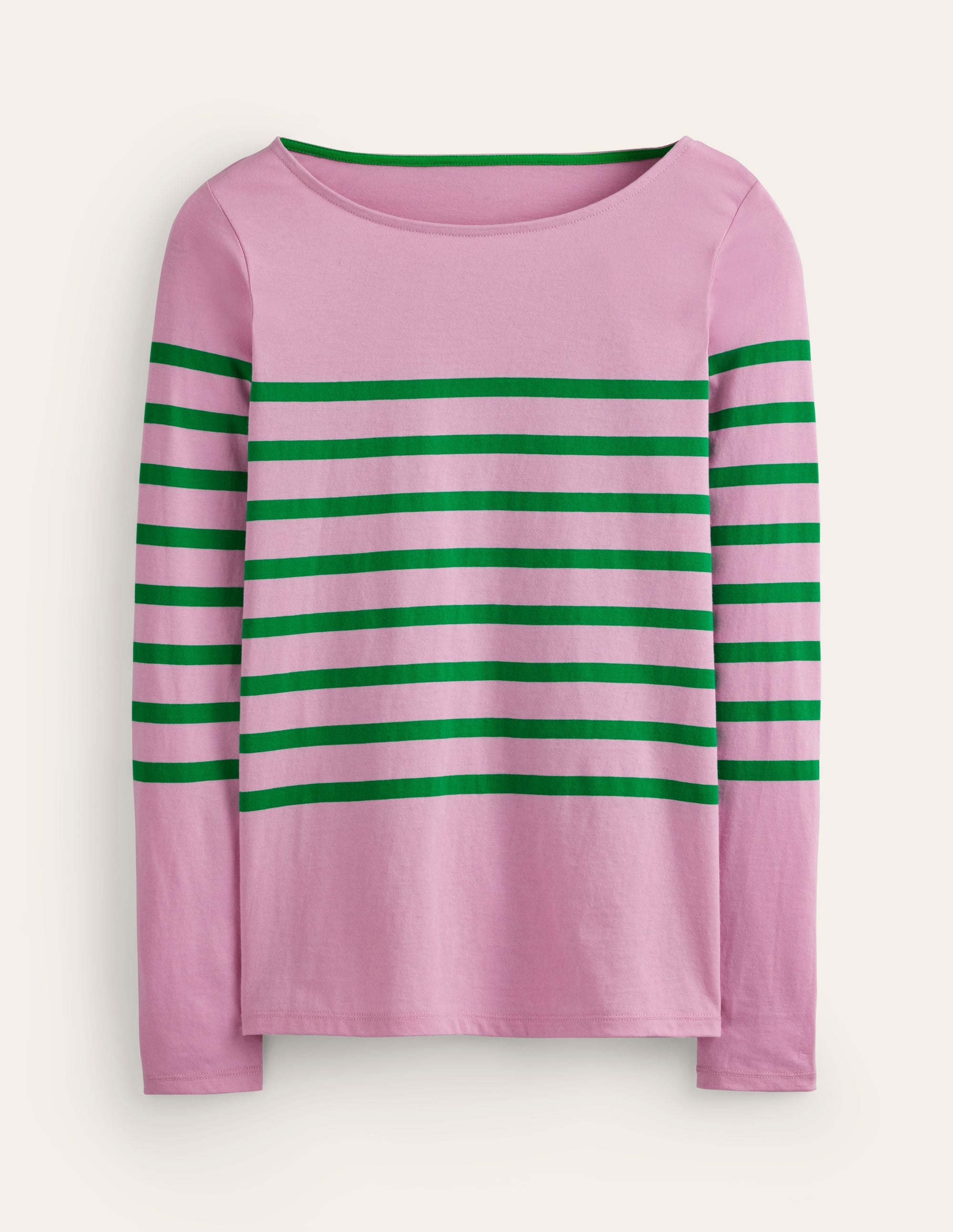 Ella Long Sleeve Breton-Pink, Green Placement - Image 5
