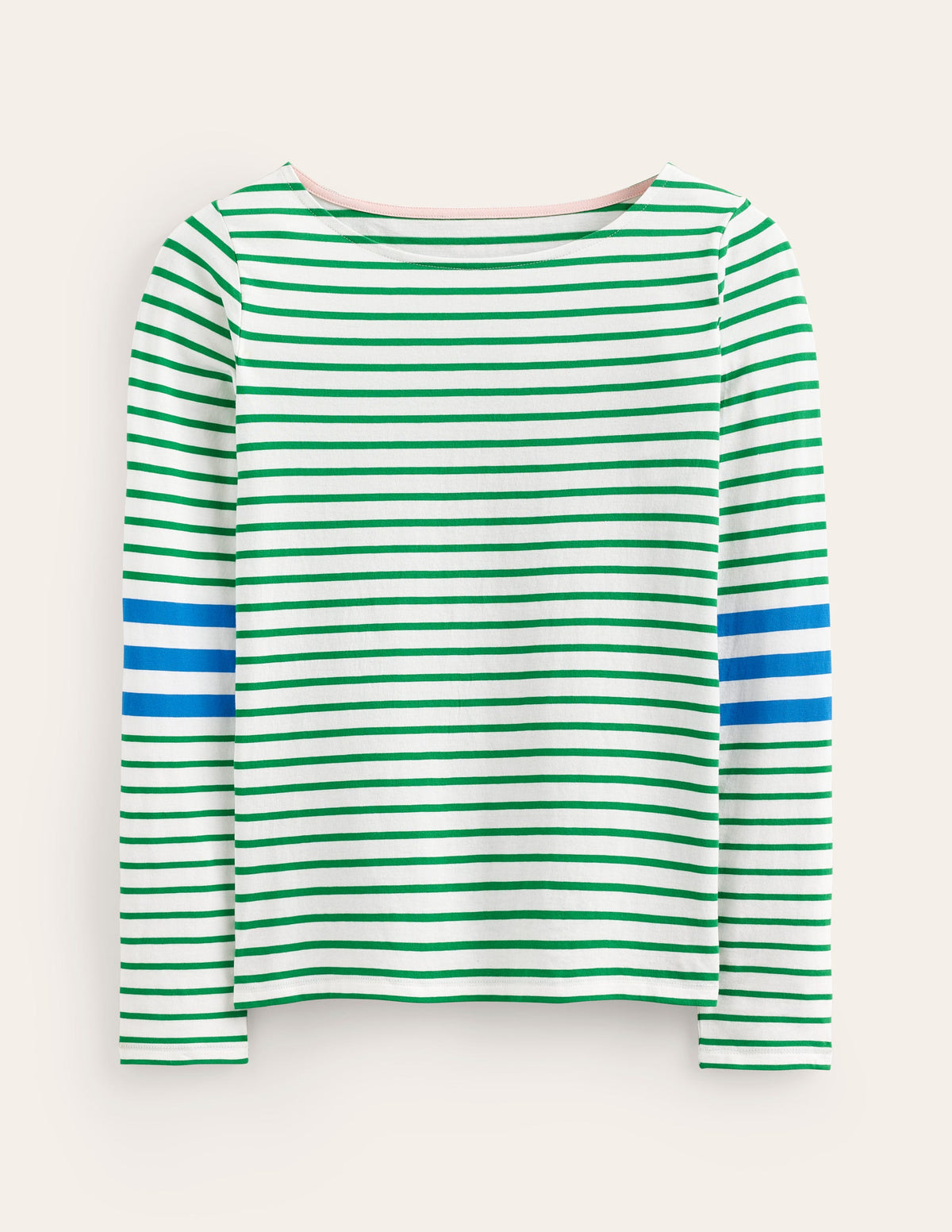 Ella Long Sleeve Breton-Green, Blue Stripe - Image 5