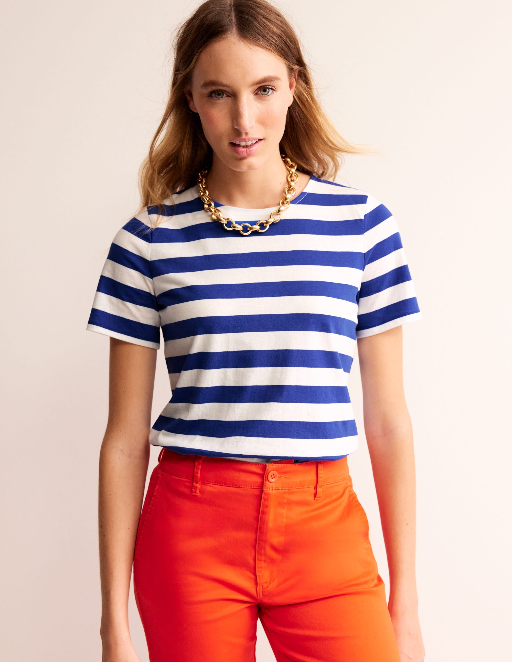 Bea Short Sleeve Breton-Blue, Ivory - Image 4