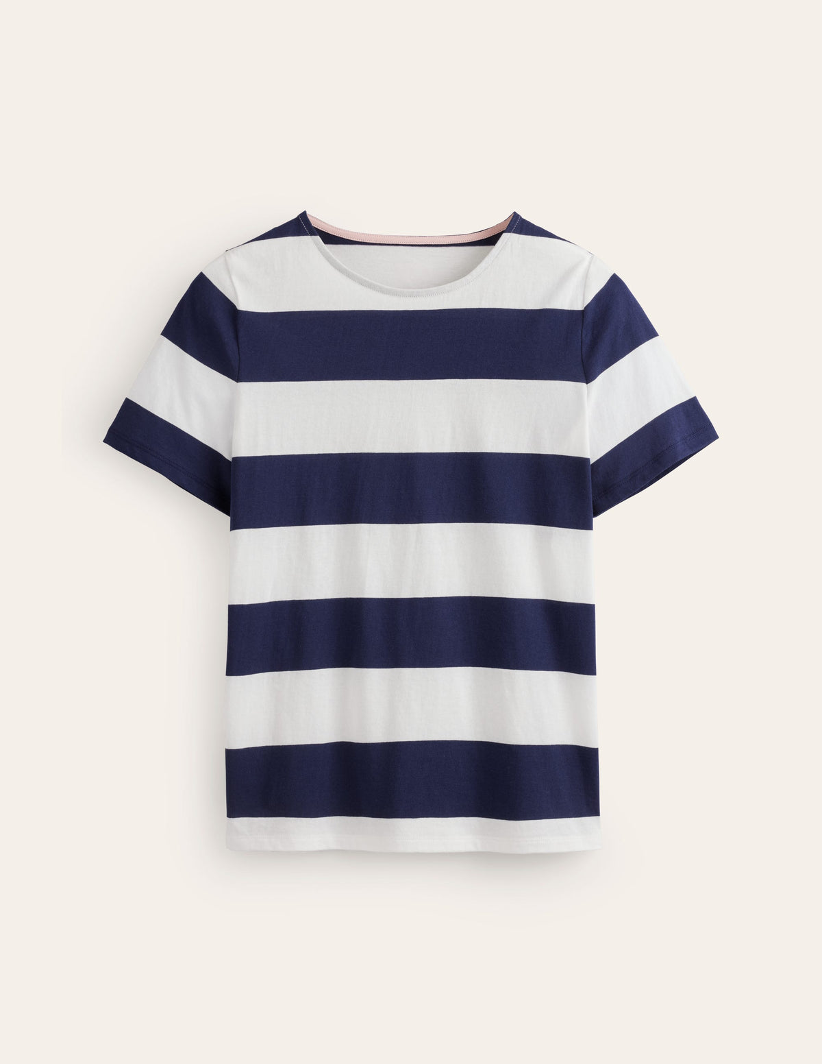 Bea Short Sleeve Breton-Navy Ivory, Wide Stripe - Image 6