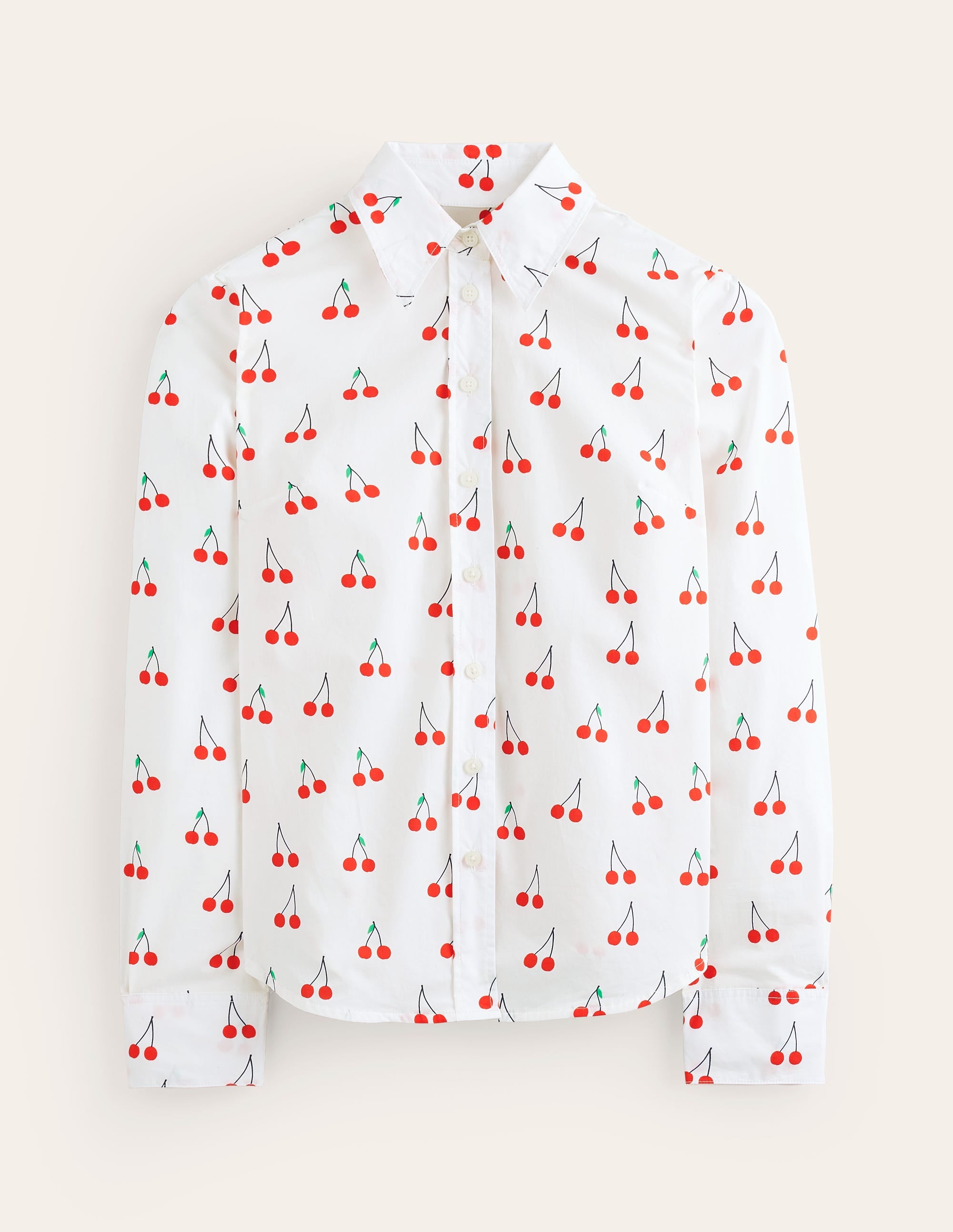 Sienna Cotton Shirt-Ivory, Cherry Vine - Image 6