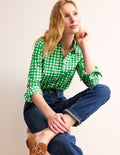 Sienna Cotton Shirt-Green Gingham