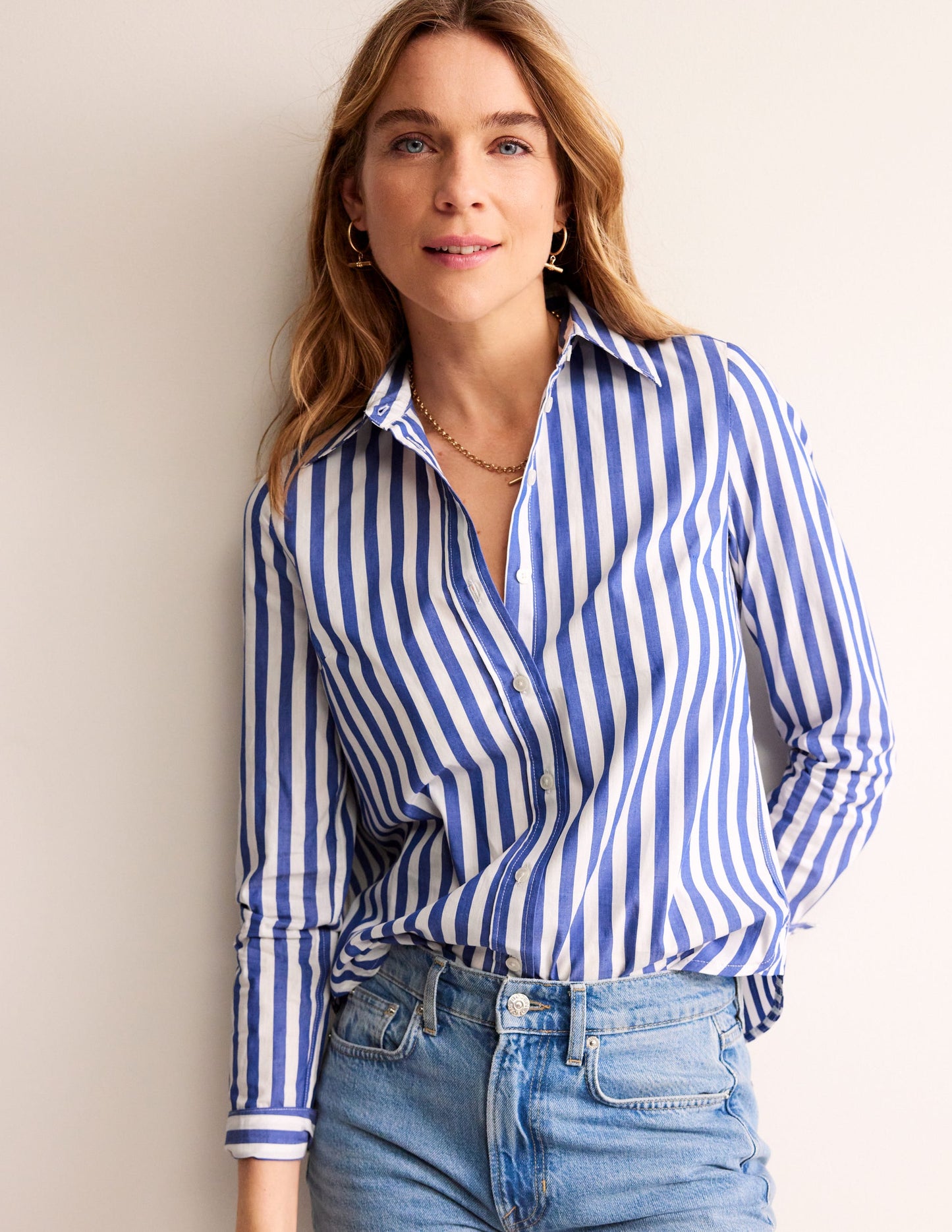 Sienna Cotton Shirt-Surf The Web Stripe