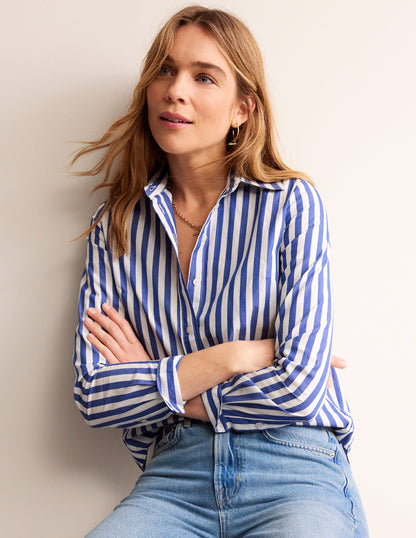 Sienna Cotton Shirt-Surf The Web Stripe