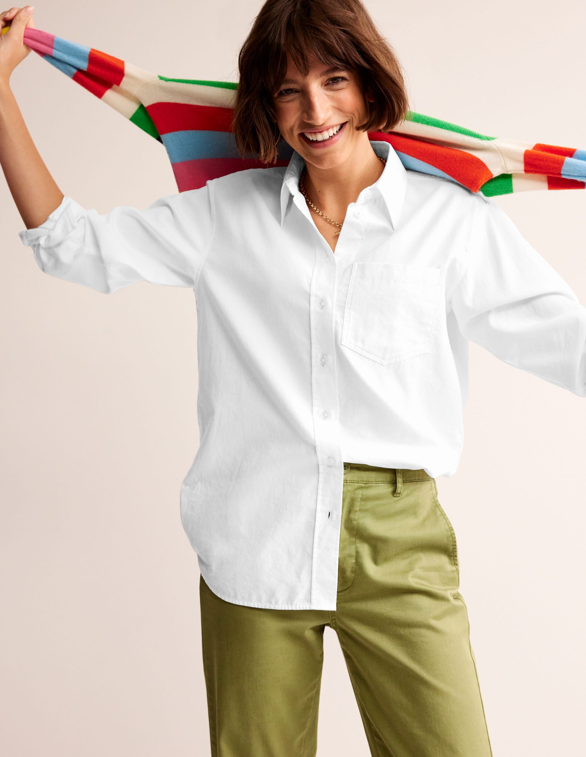 Connie Relaxed Cotton Shirt-White - Image 4