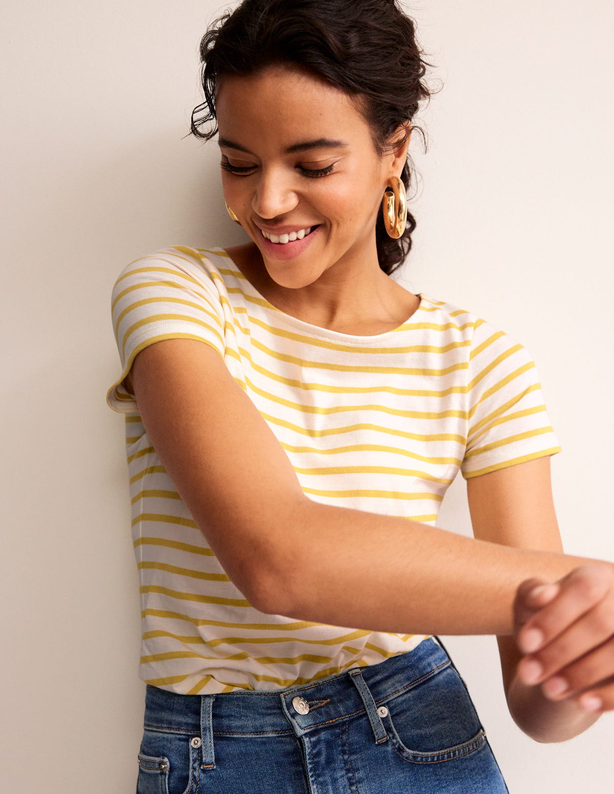 Ella Short Sleeve Breton-Ivory, Passion Fruit-1