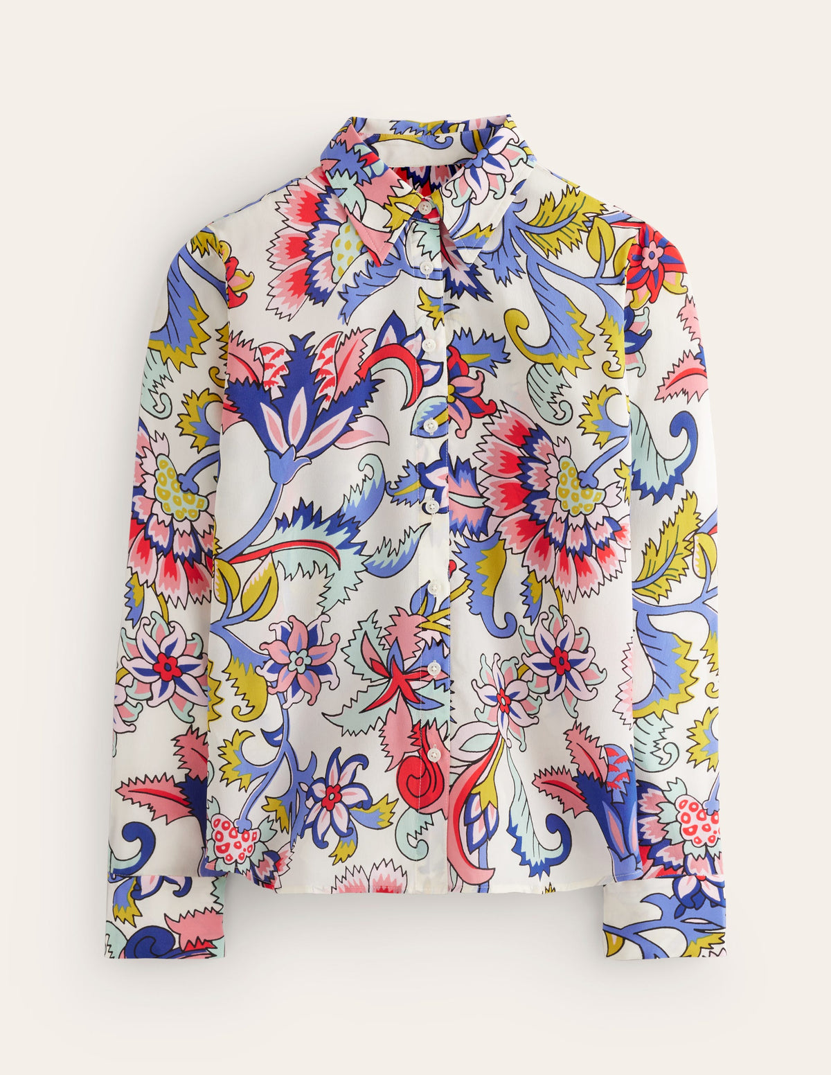 Sienna Silk Shirt-Ivory, Botanical Bunch-6