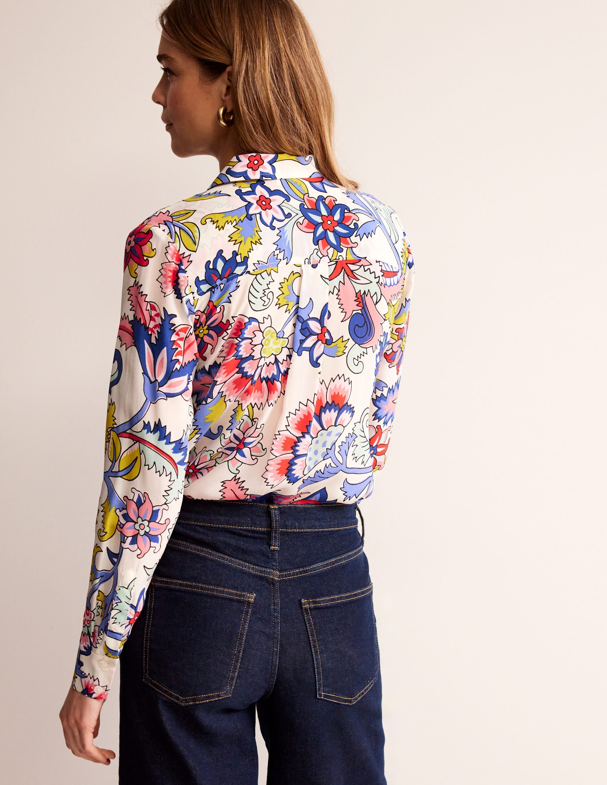 Sienna Silk Shirt-Ivory, Botanical Bunch - Image 3
