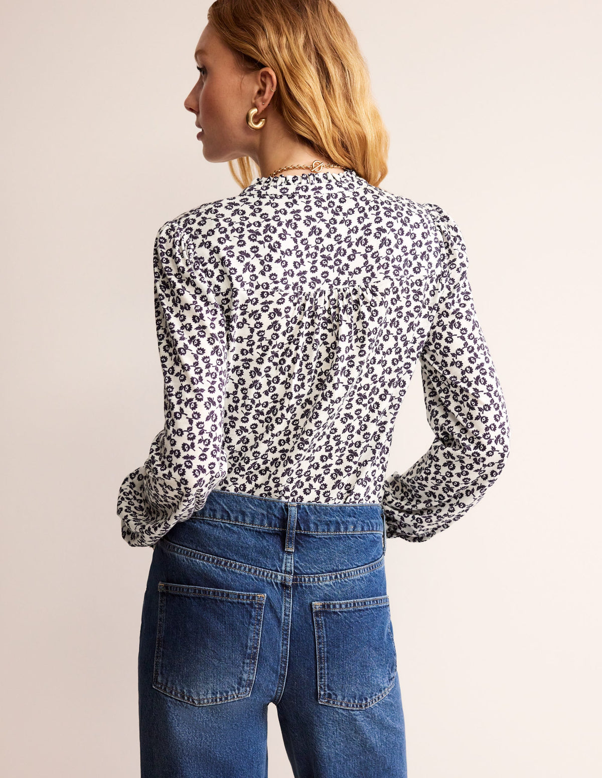 Caroline Jersey Shirt-Ivory, Ditsy Bud - Image 3