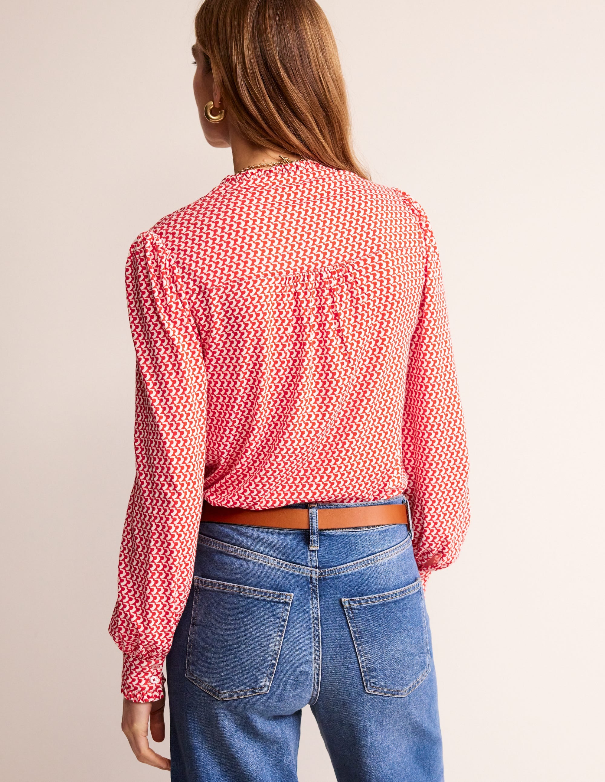 Caroline Jersey Shirt-Flame Scarlet, Arc Geo - Image 3