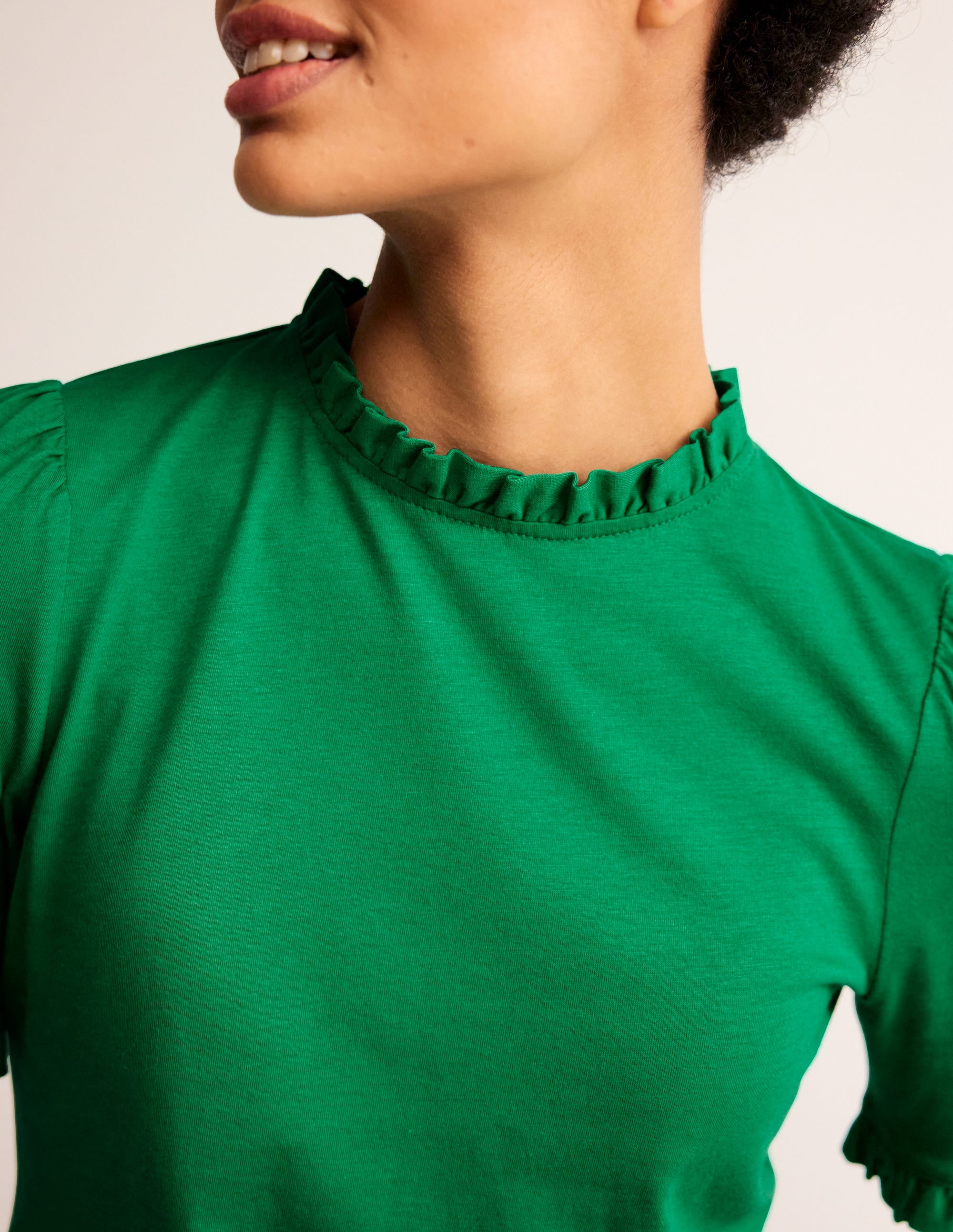 Supersoft Frill Detail T-shirt-Pepper Green - Image 2