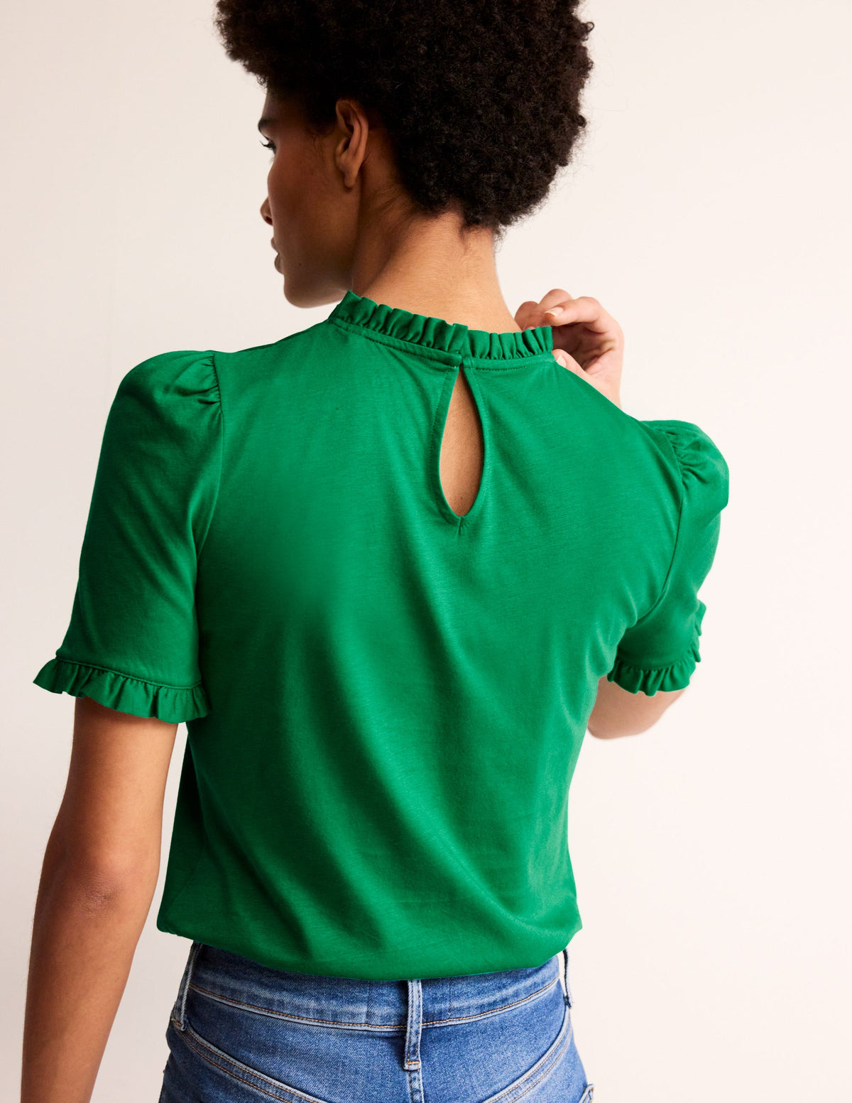 Supersoft Frill Detail T-shirt-Pepper Green-3