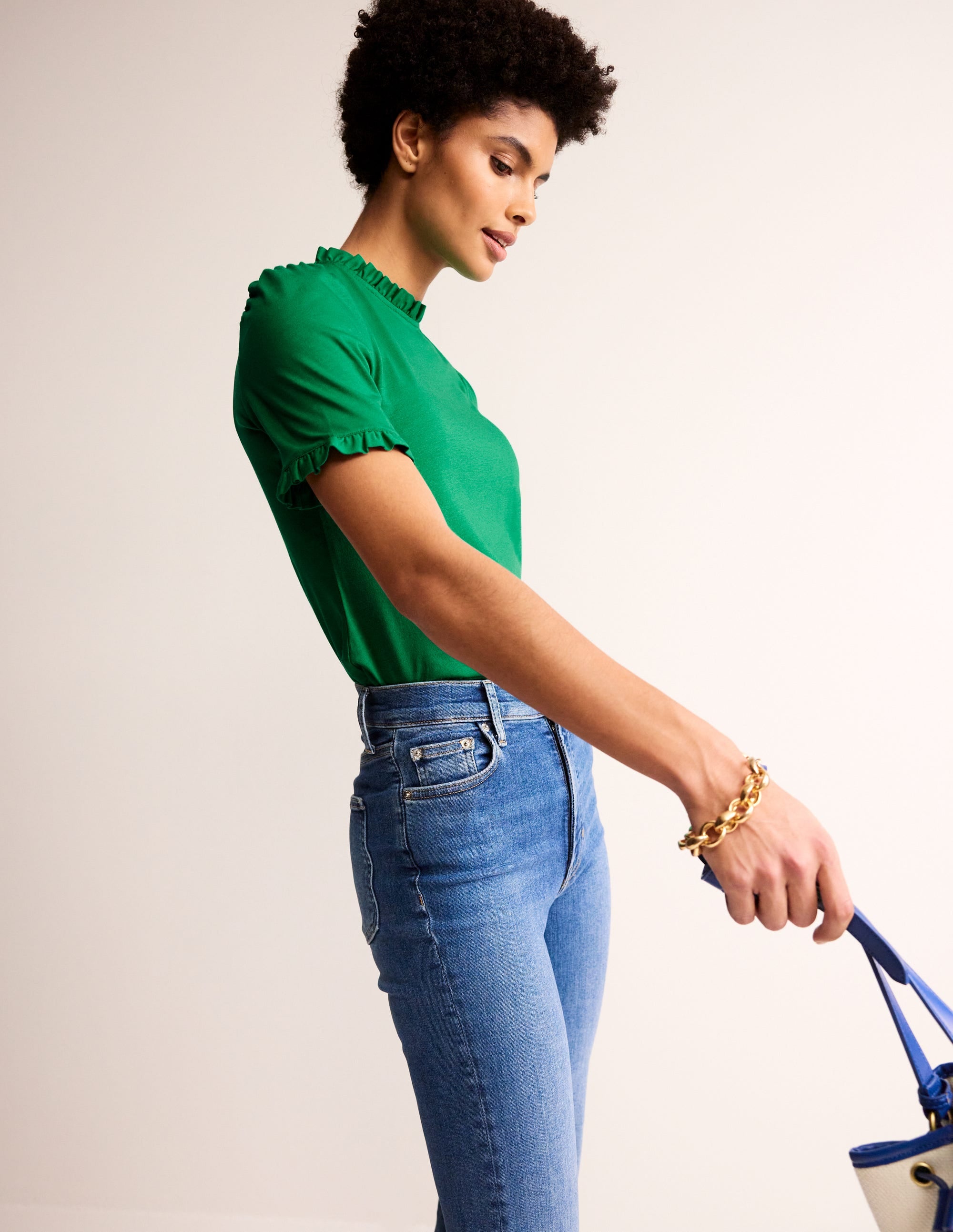 Supersoft Frill Detail T-shirt-Pepper Green - Image 4
