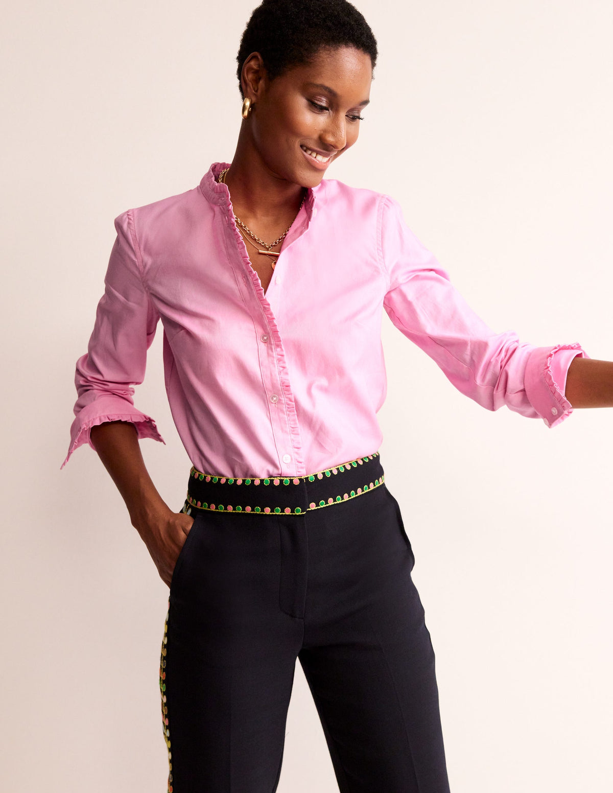 Phoebe Cotton Shirt-Pink Oxford-1