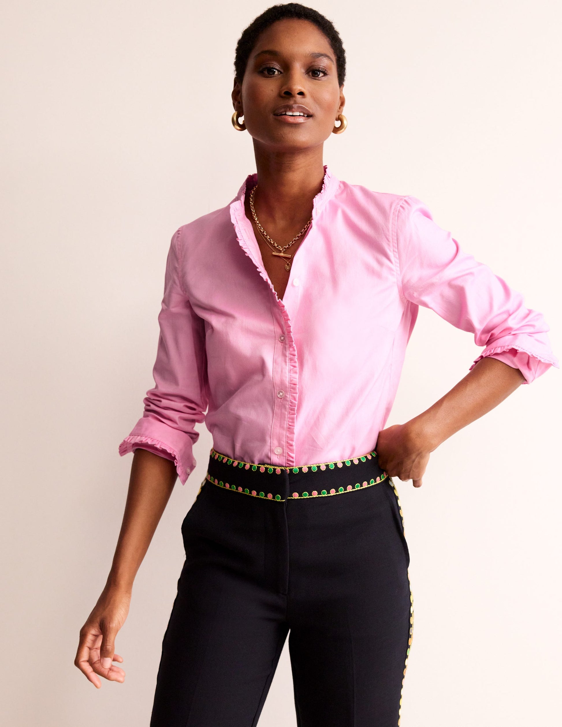 Phoebe Cotton Shirt-Pink Oxford-4