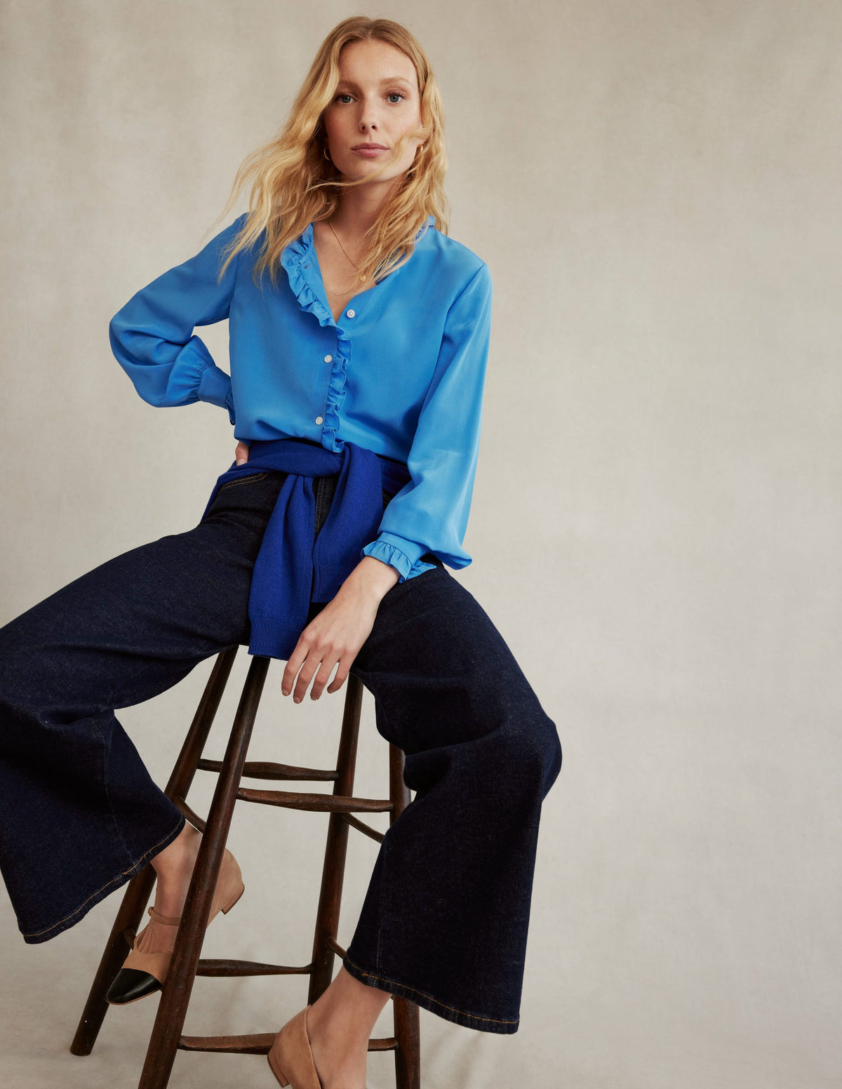 Ruffle Neck Silk Blouse-Surf the Web - Image 5