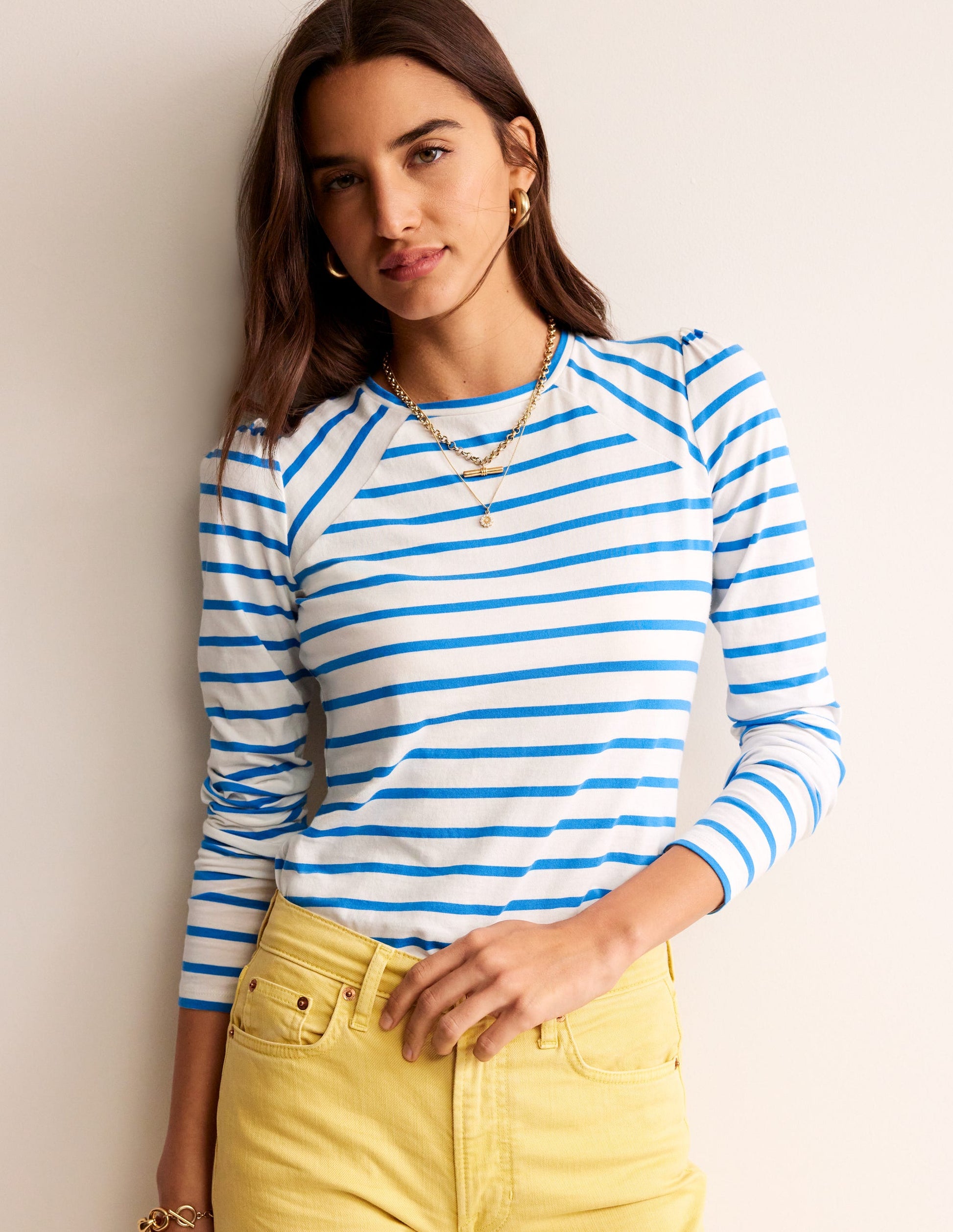Arabella Stripe T-Shirt-Brilliant Blue-1