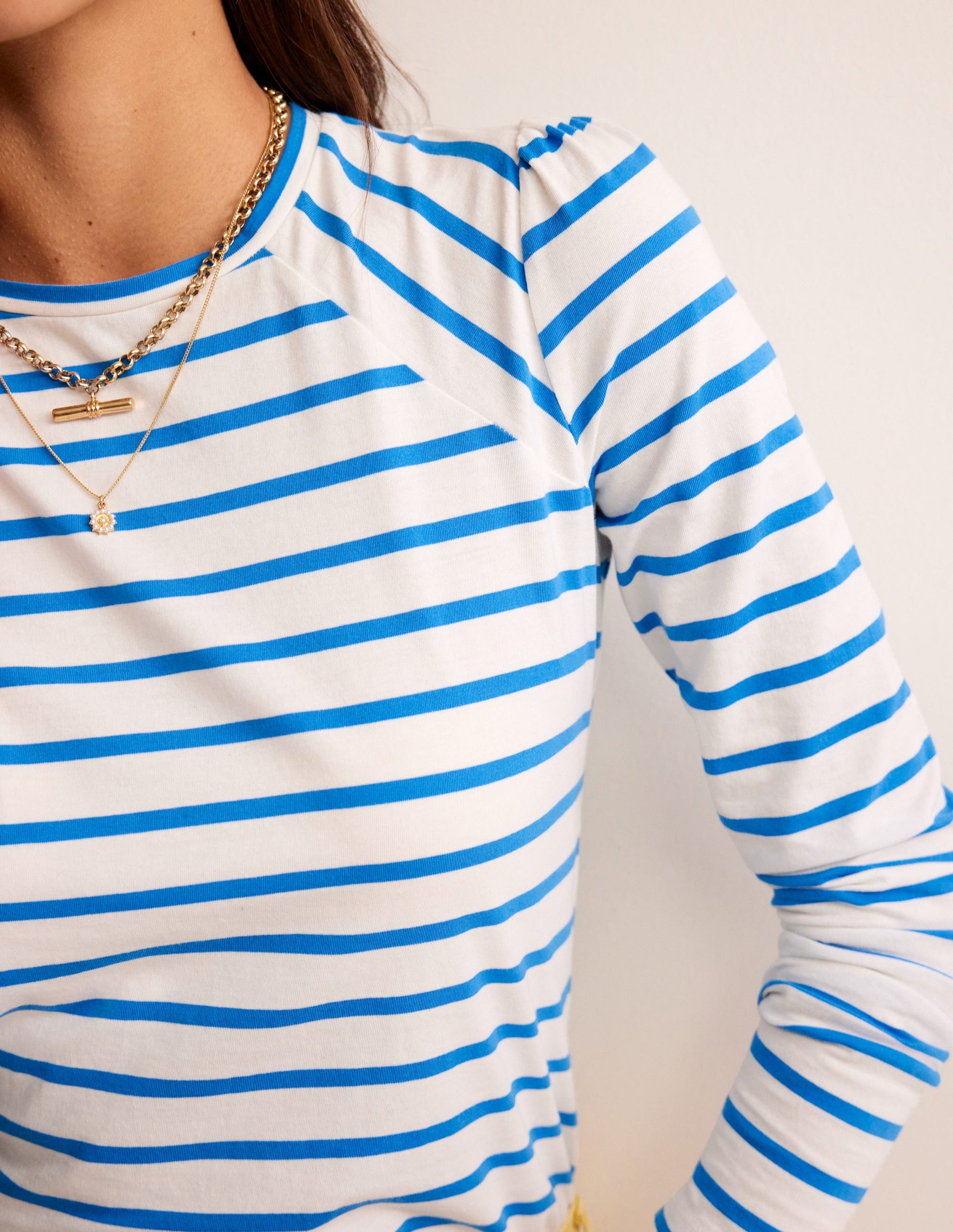 Arabella Stripe T-Shirt-Brilliant Blue-2