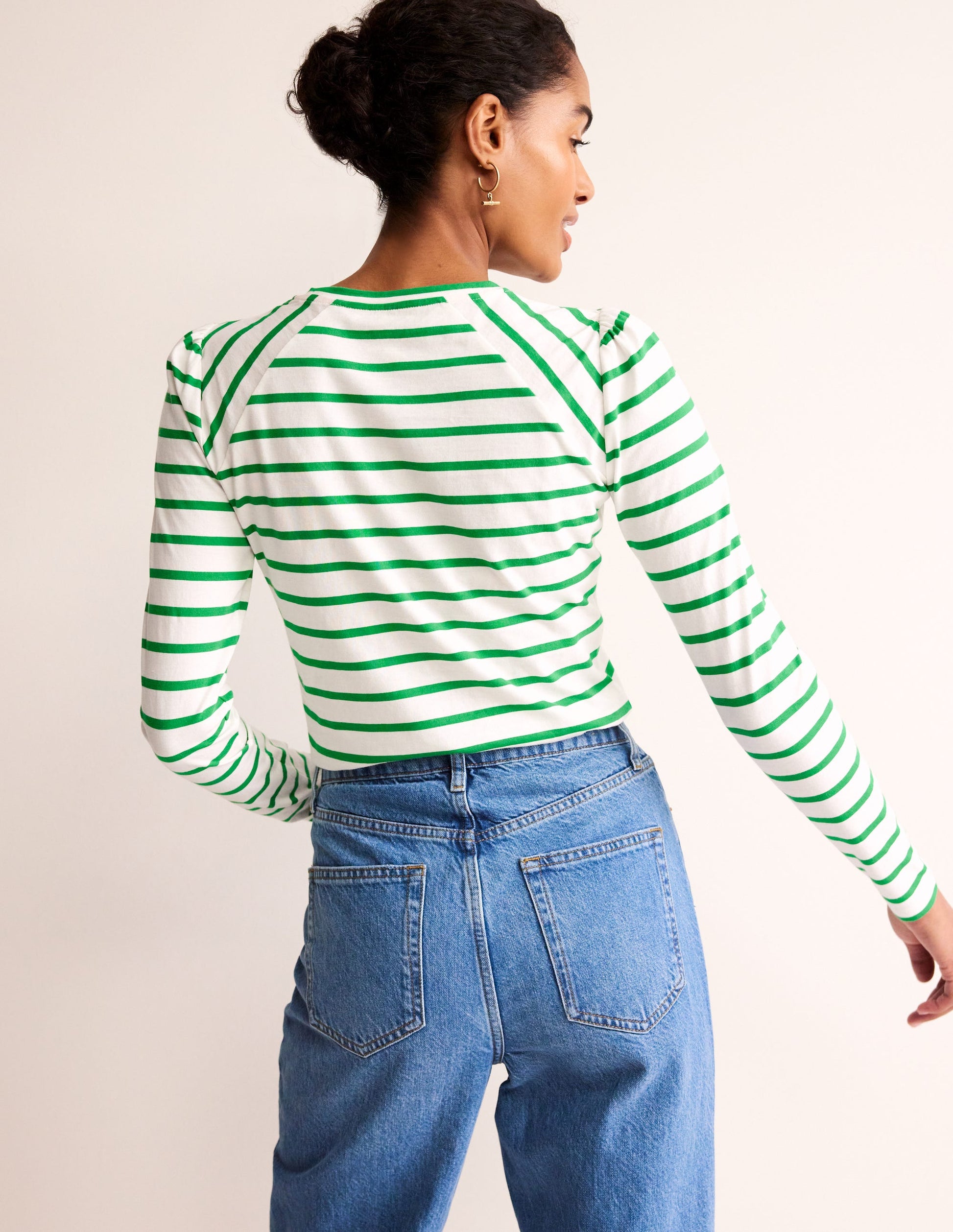 Arabella Stripe T-Shirt-Green Tambourine-3