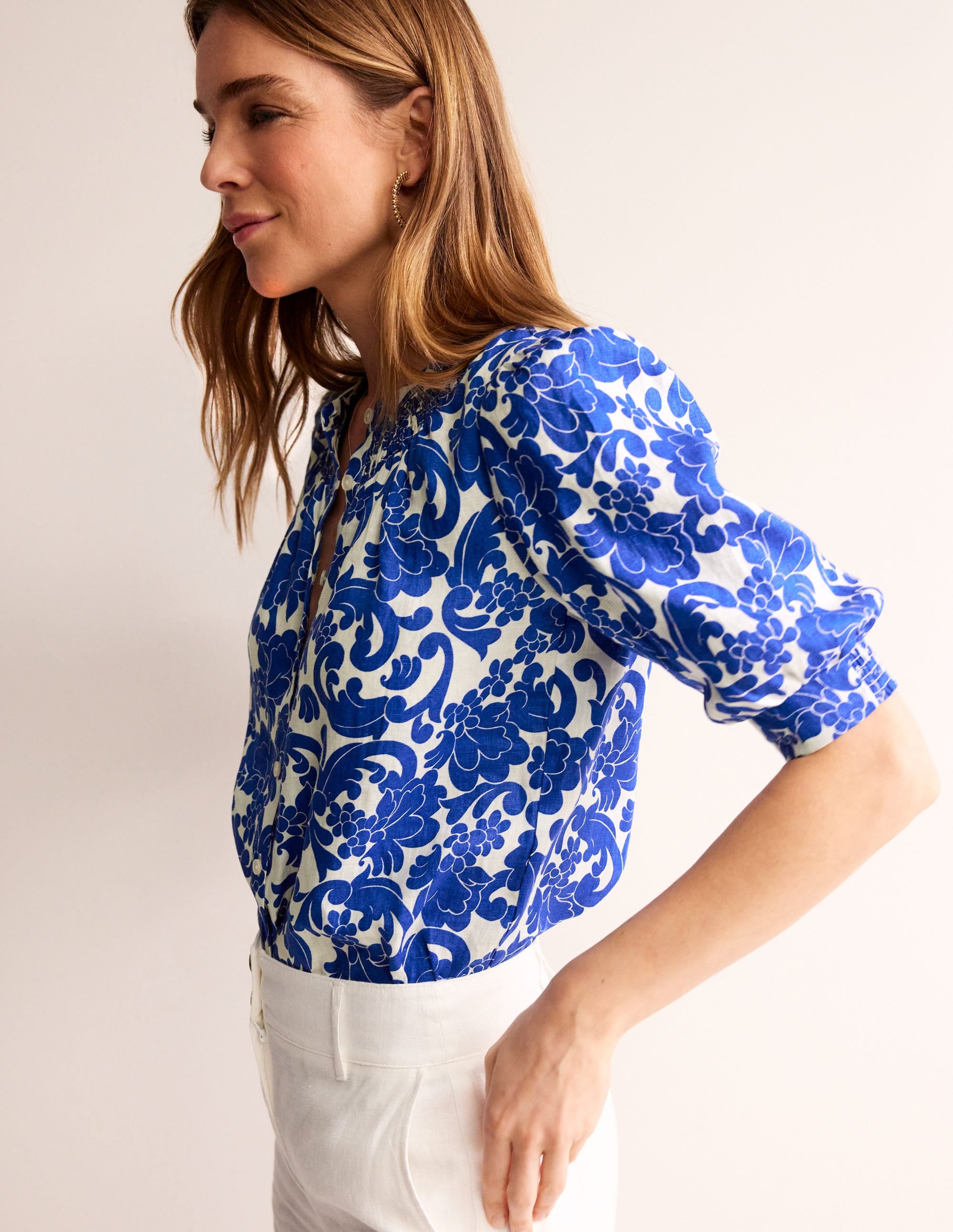 Ada Linen Top-Surf the Web, Opulent Whirl - Image 1
