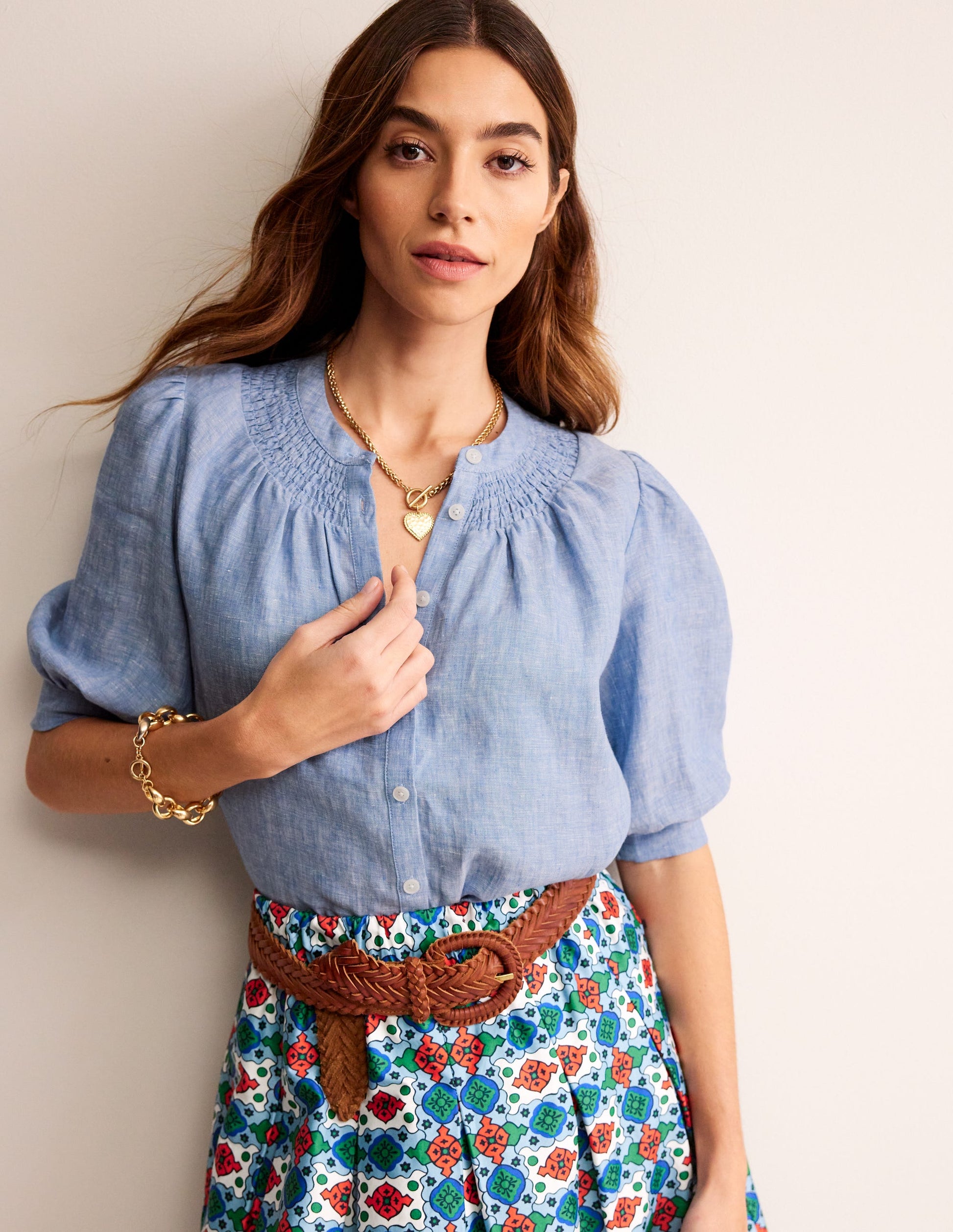 Ada Linen Top-Chambray-1