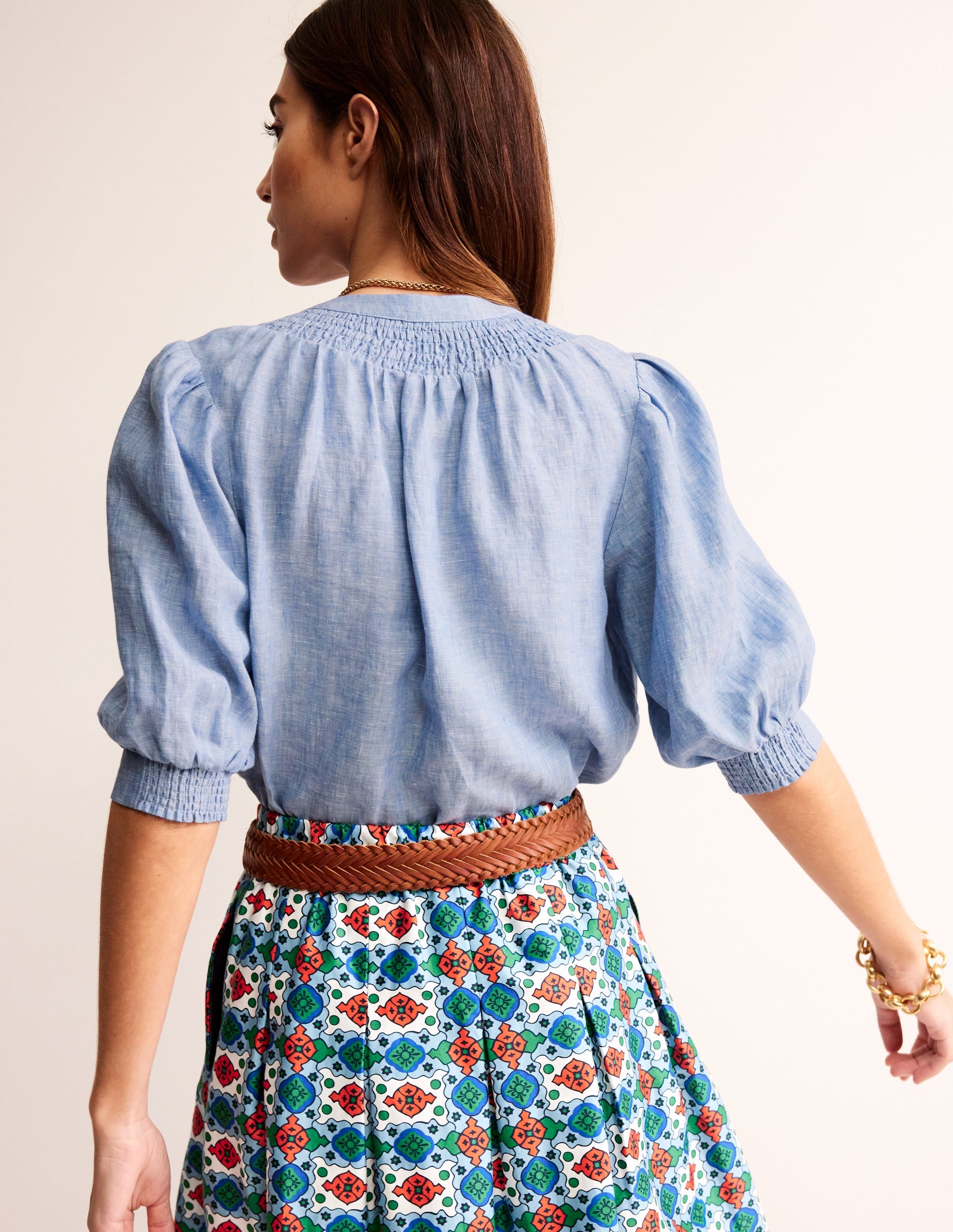 Ada Linen Top-Chambray - Image 3