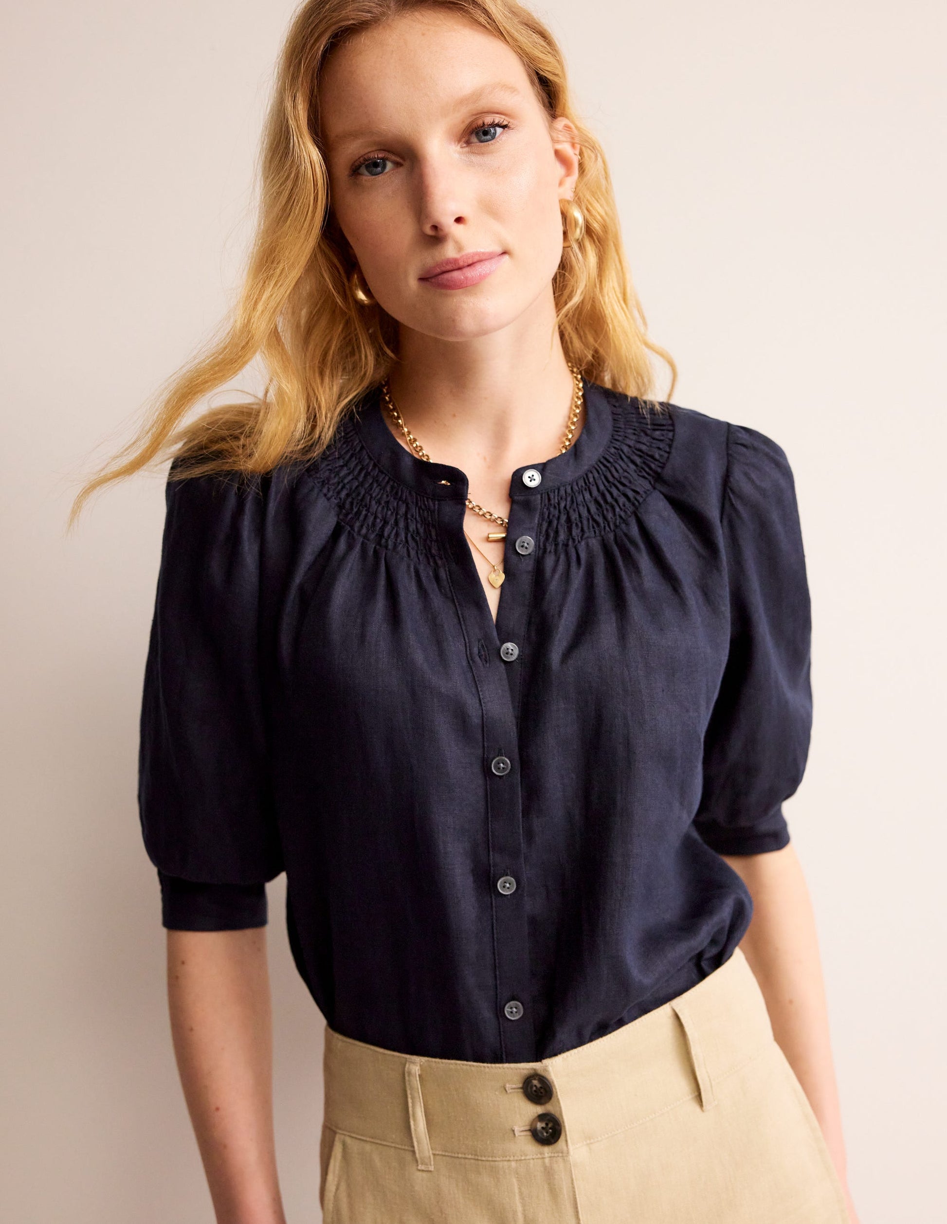 Ada Linen Top-Navy-2