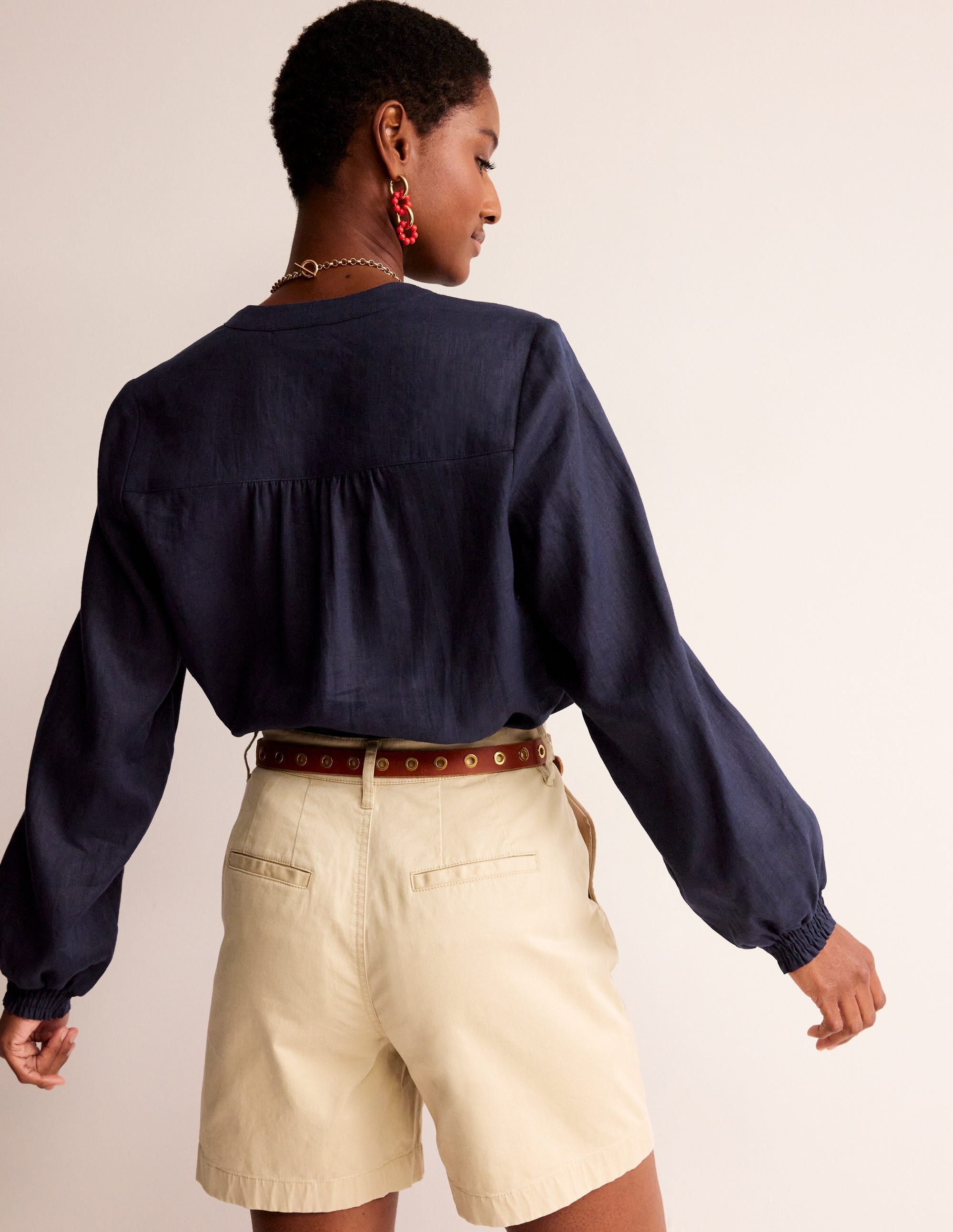 Alice Linen Top-Navy - Image 3