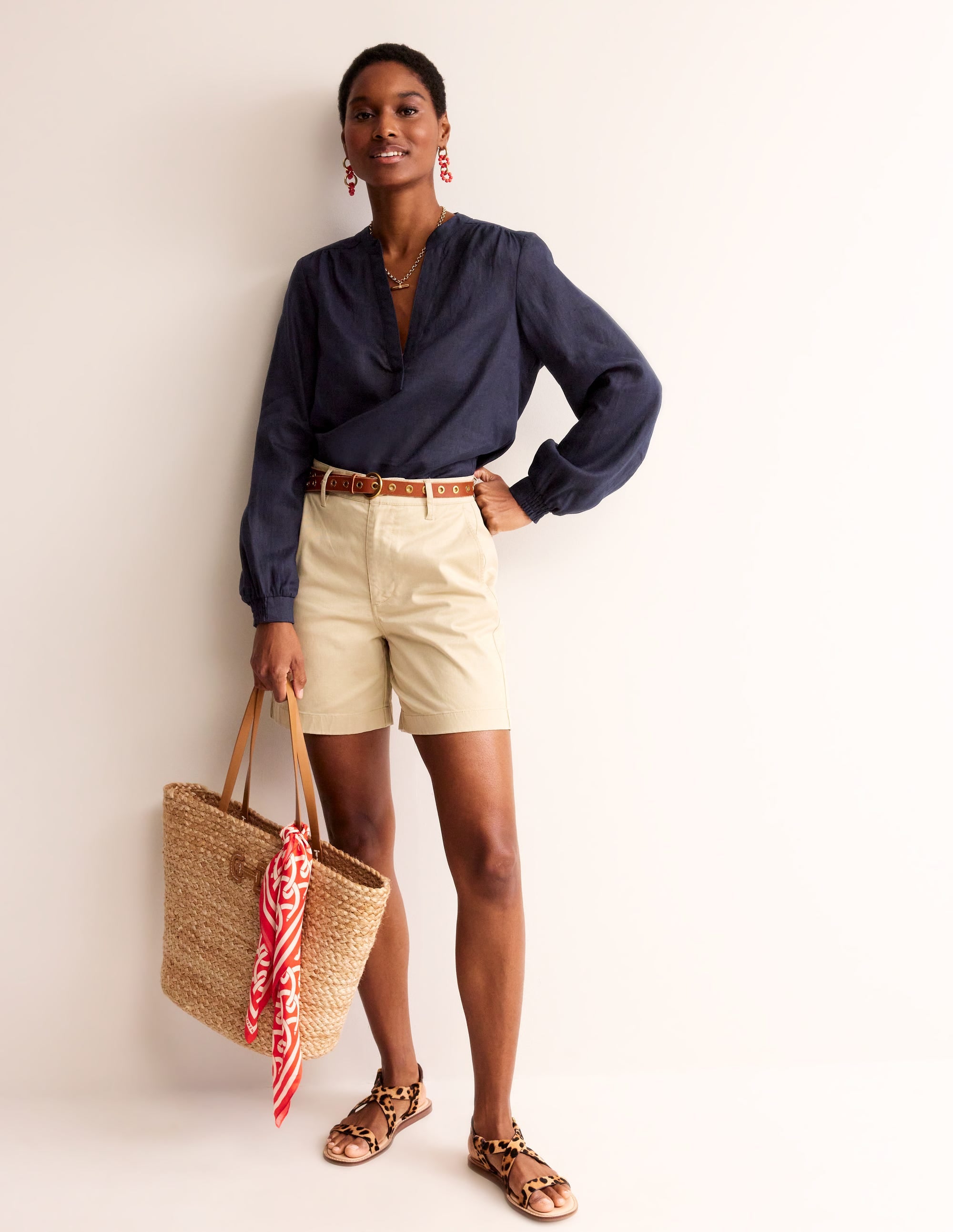 Alice Linen Top-Navy - Image 4