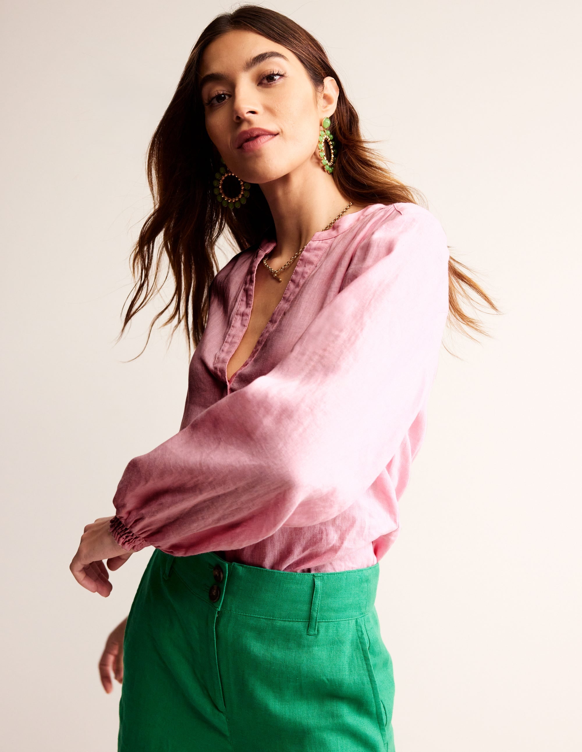 Alice Linen Top-Orchid Pink - Image 1