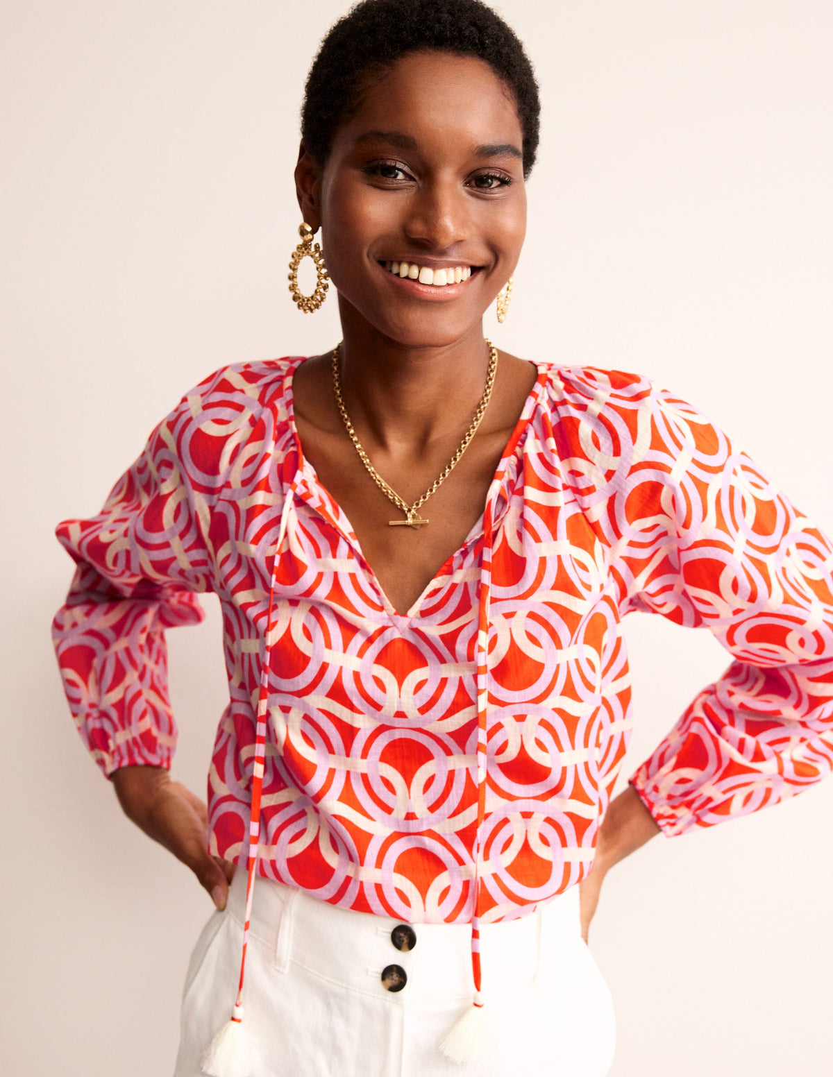 Serena Cotton Blouse-Fiesta, Geo Whirl-1