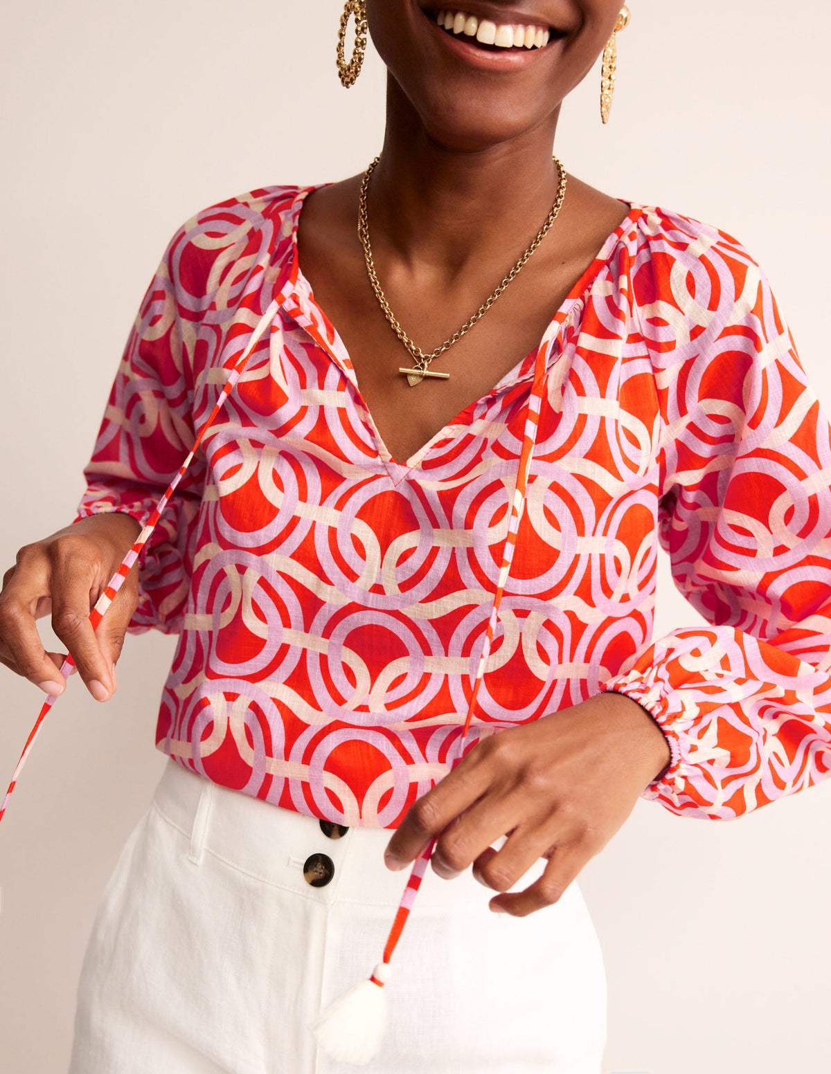 Serena Cotton Blouse-Fiesta, Geo Whirl-2