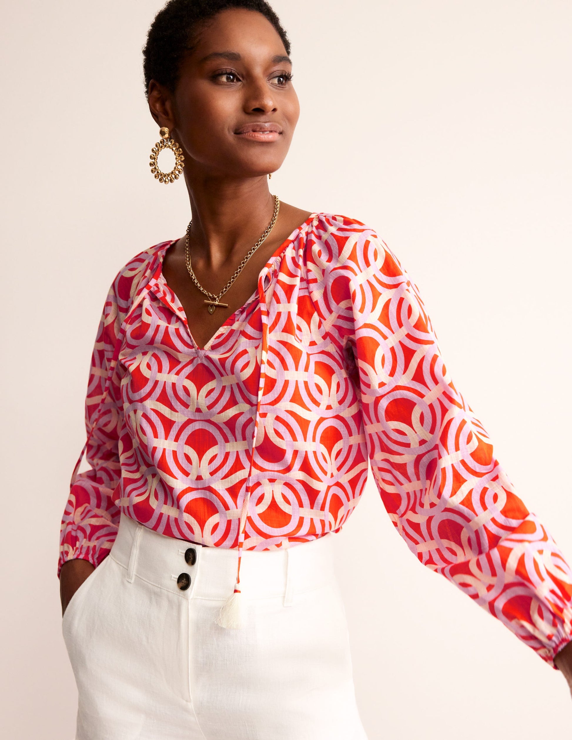 Serena Cotton Blouse-Fiesta, Geo Whirl-4