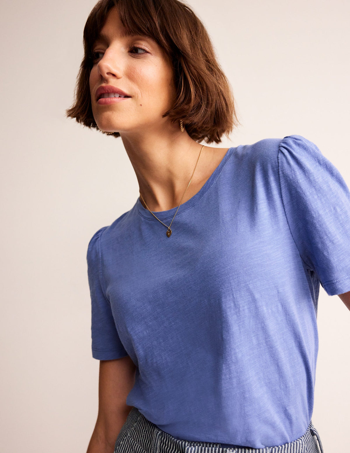 Cotton Puff Sleeve T-Shirt-Ebb and Flow-1
