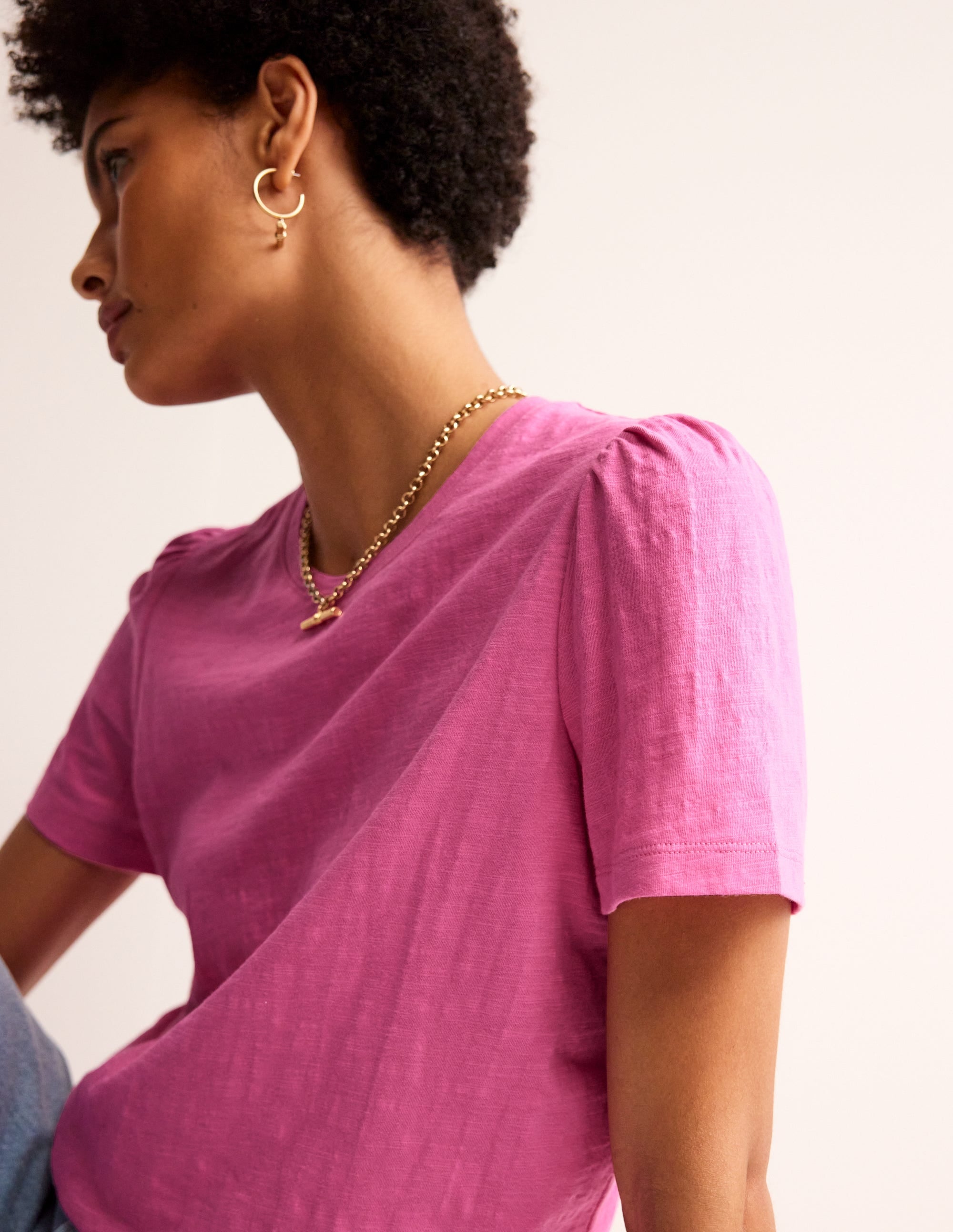 Cotton Puff Sleeve T-Shirt-Sangria Sunset - Image 2