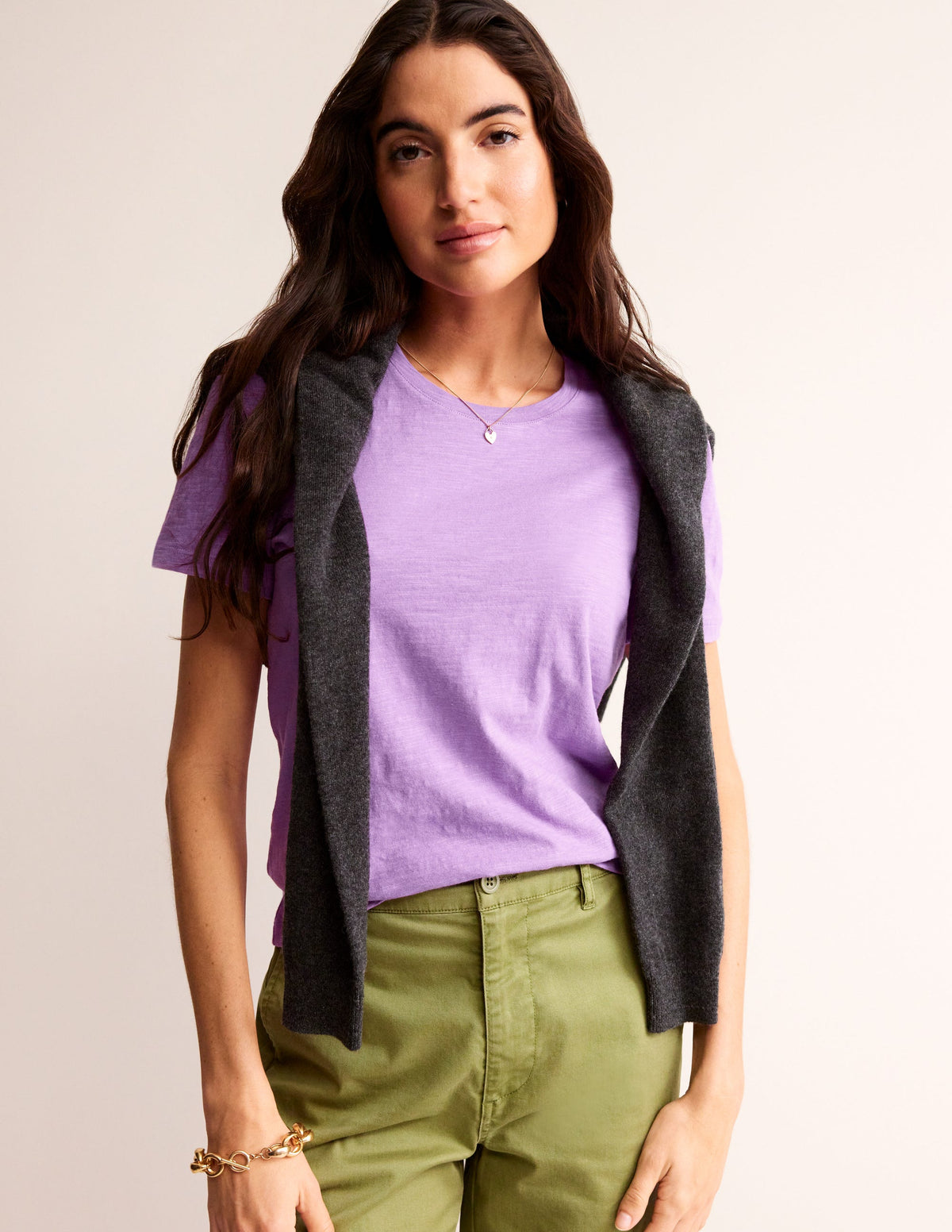 Cotton Puff Sleeve T-Shirt-Iris Orchid - Image 1