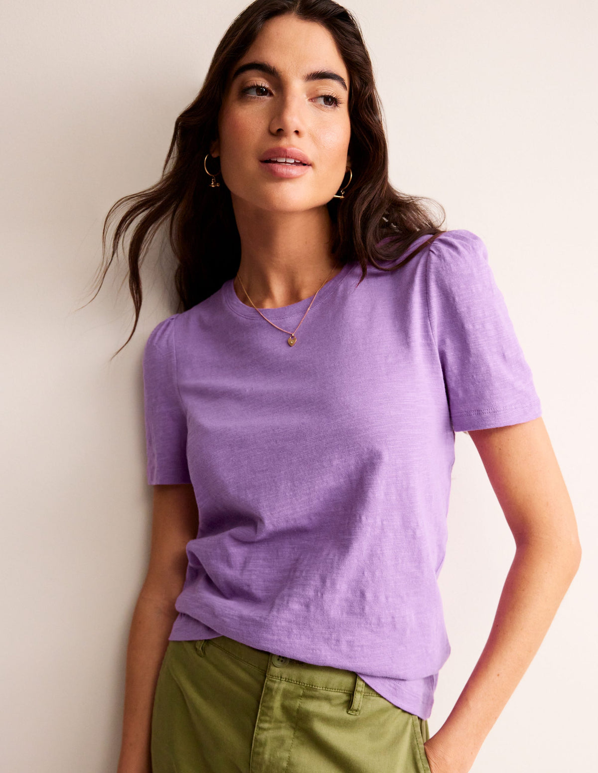 Cotton Puff Sleeve T-Shirt-Iris Orchid - Image 2