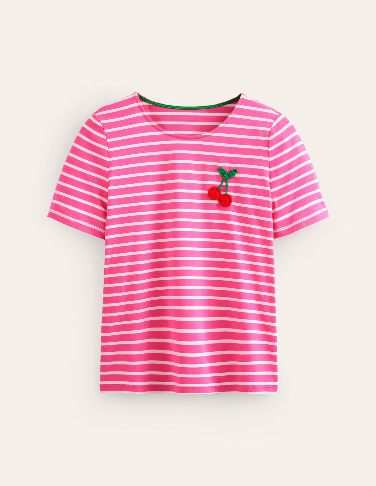 Crochet T-shirt-Pink, Ivory Cherries - Image 6