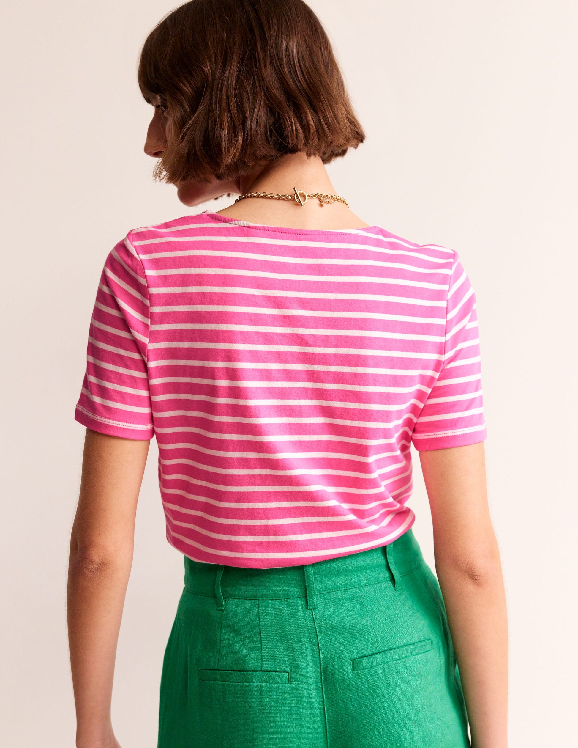 Crochet T-shirt-Pink, Ivory Cherries-3