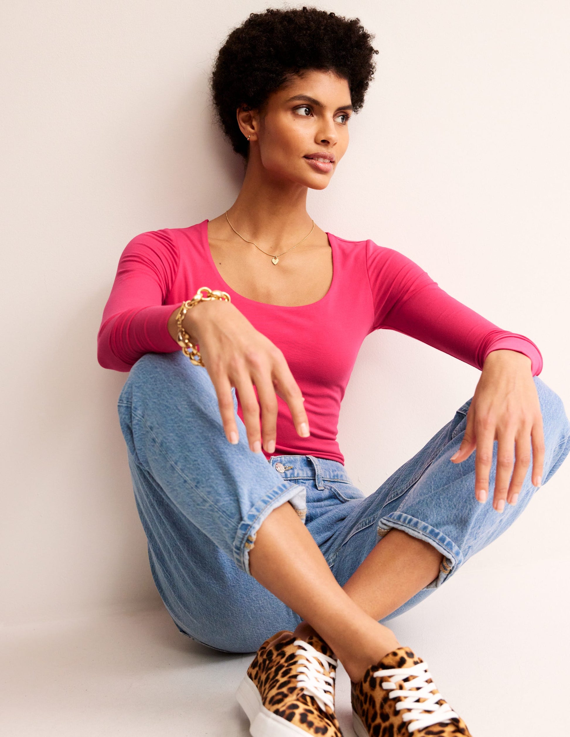 Double Layer Scoop Long Sleeve-Rethink Pink-1