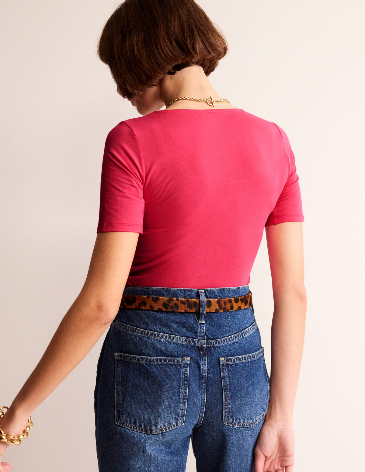 Double Layer Scoop T-shirt-Rethink Pink - Image 3