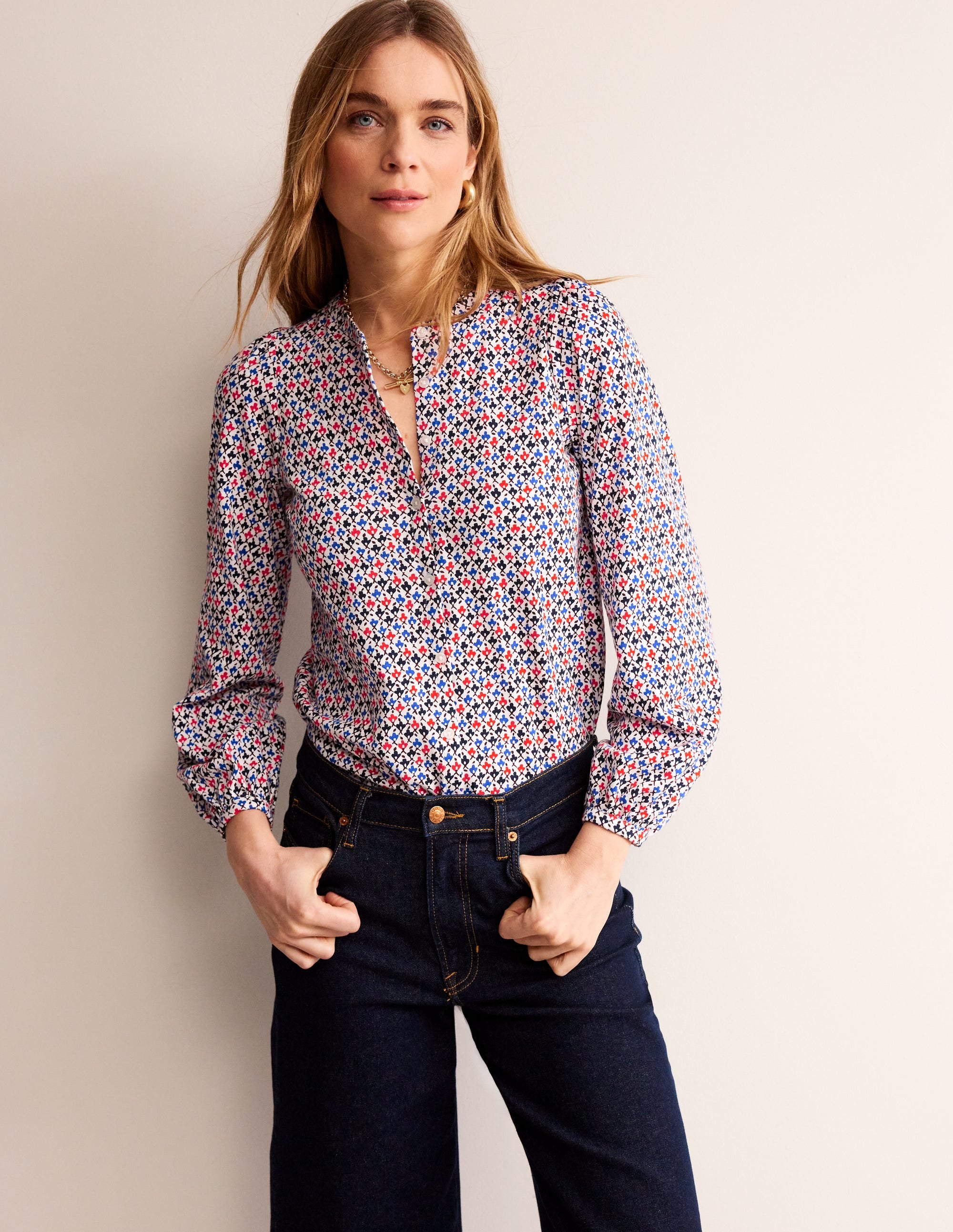 Marina Jersey Shirt-Multi, Trellis Bud - Image 1