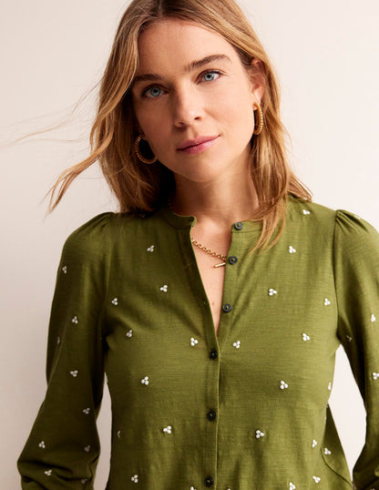 Marina Embroidered Shirt-Mayfly, Embroidered