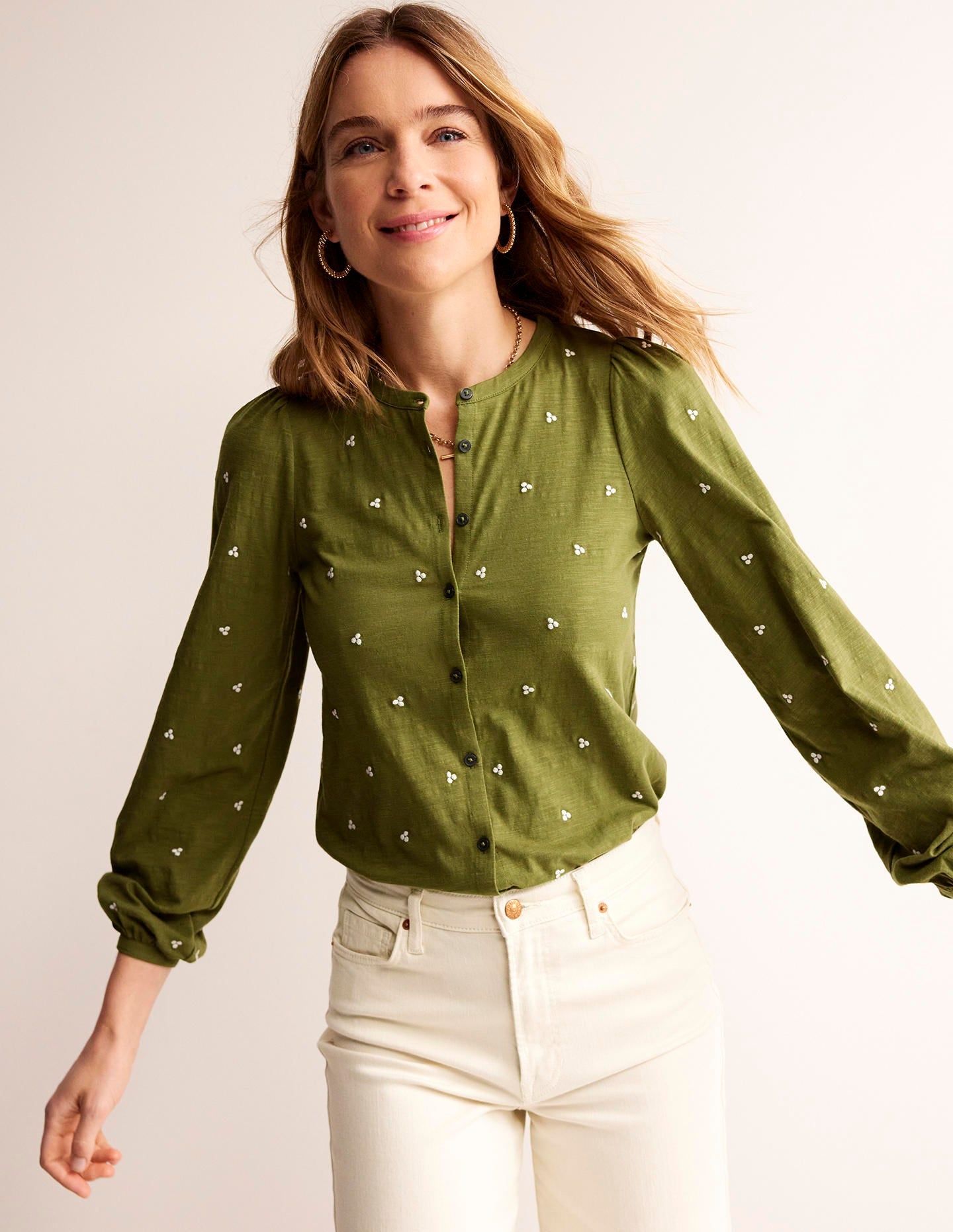 Marina Embroidered Shirt-Mayfly, Embroidered