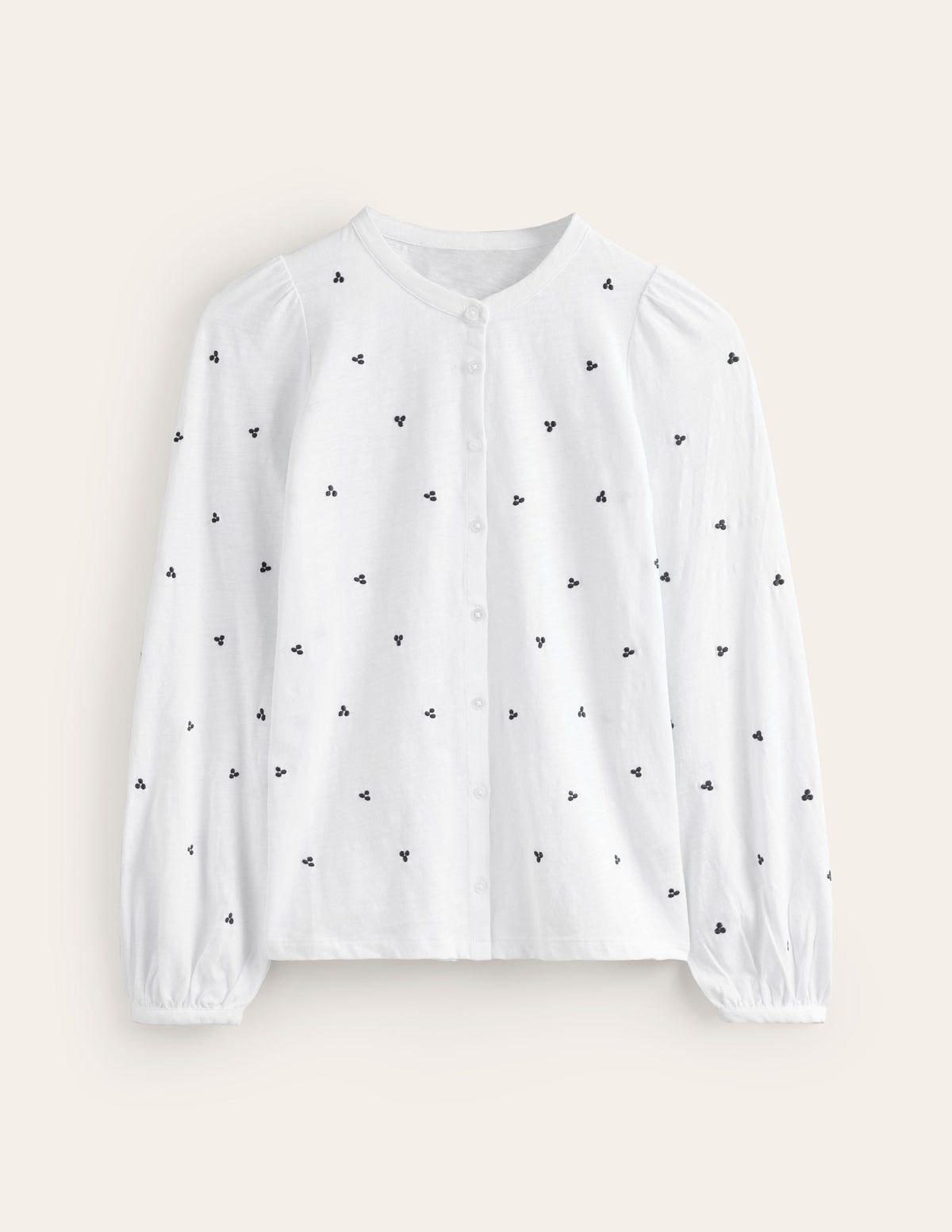 Marina Embroidered Shirt-White, Navy Spot-5